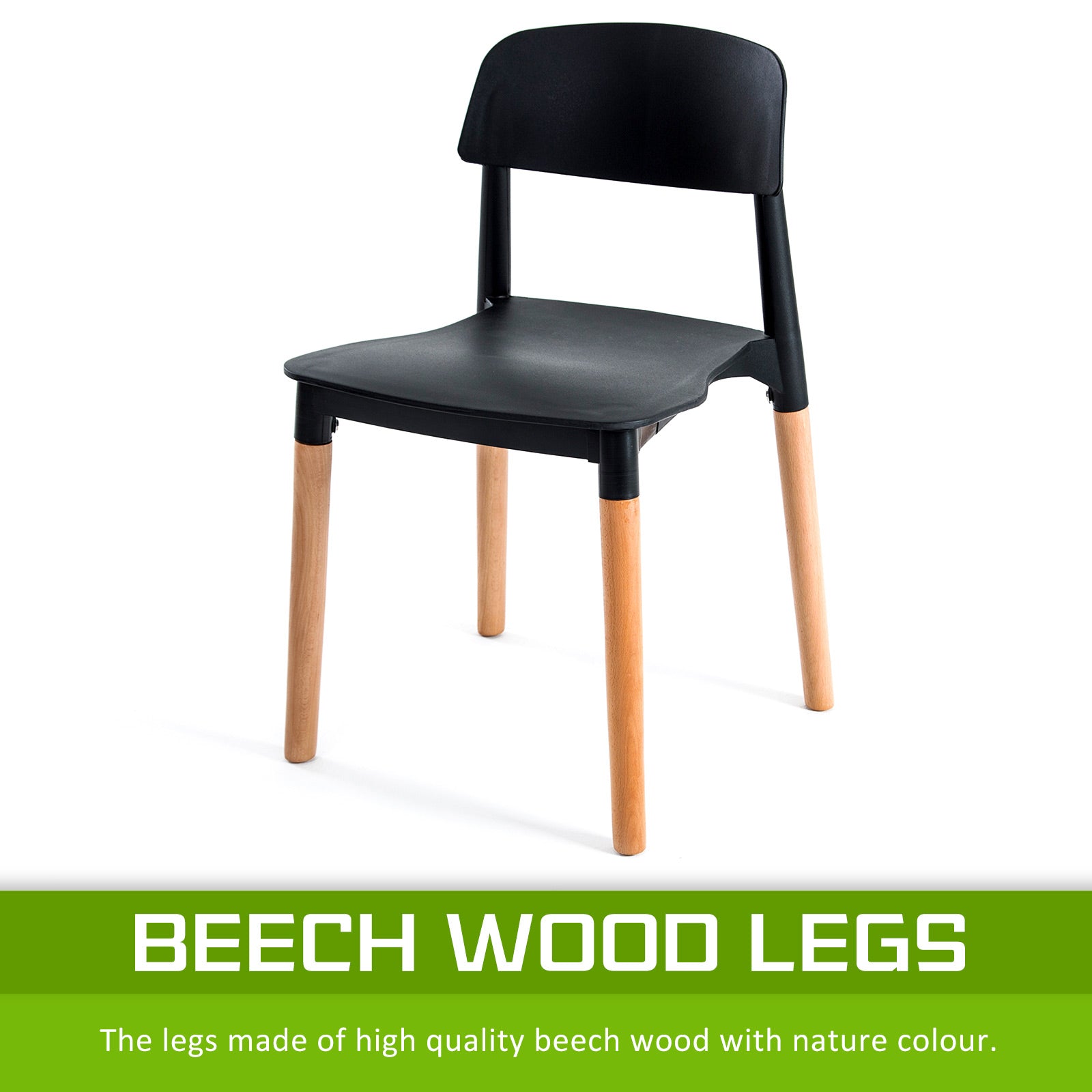 Stackable Retro Dining Chairs with Beechwood Legs - 4X La Bella