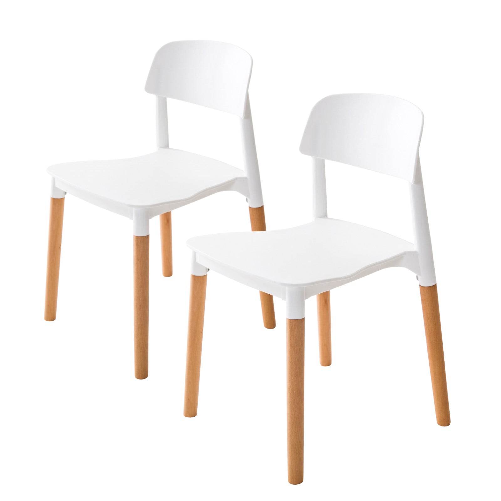 Stackable Matte White Dining Chairs with Beech Legs, 2X - La Bella