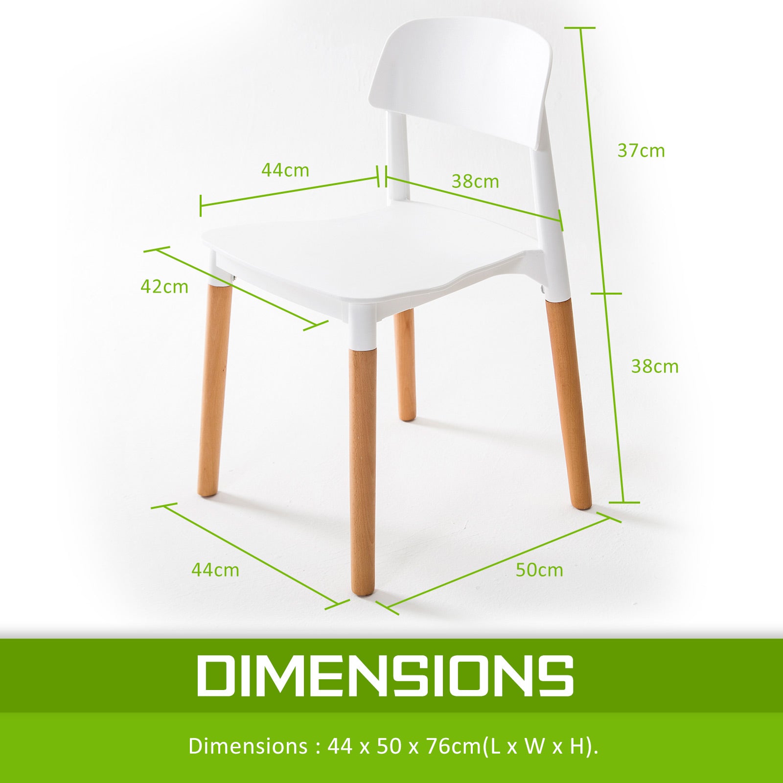 Stackable Matte White Dining Chairs with Beech Legs, 2X - La Bella