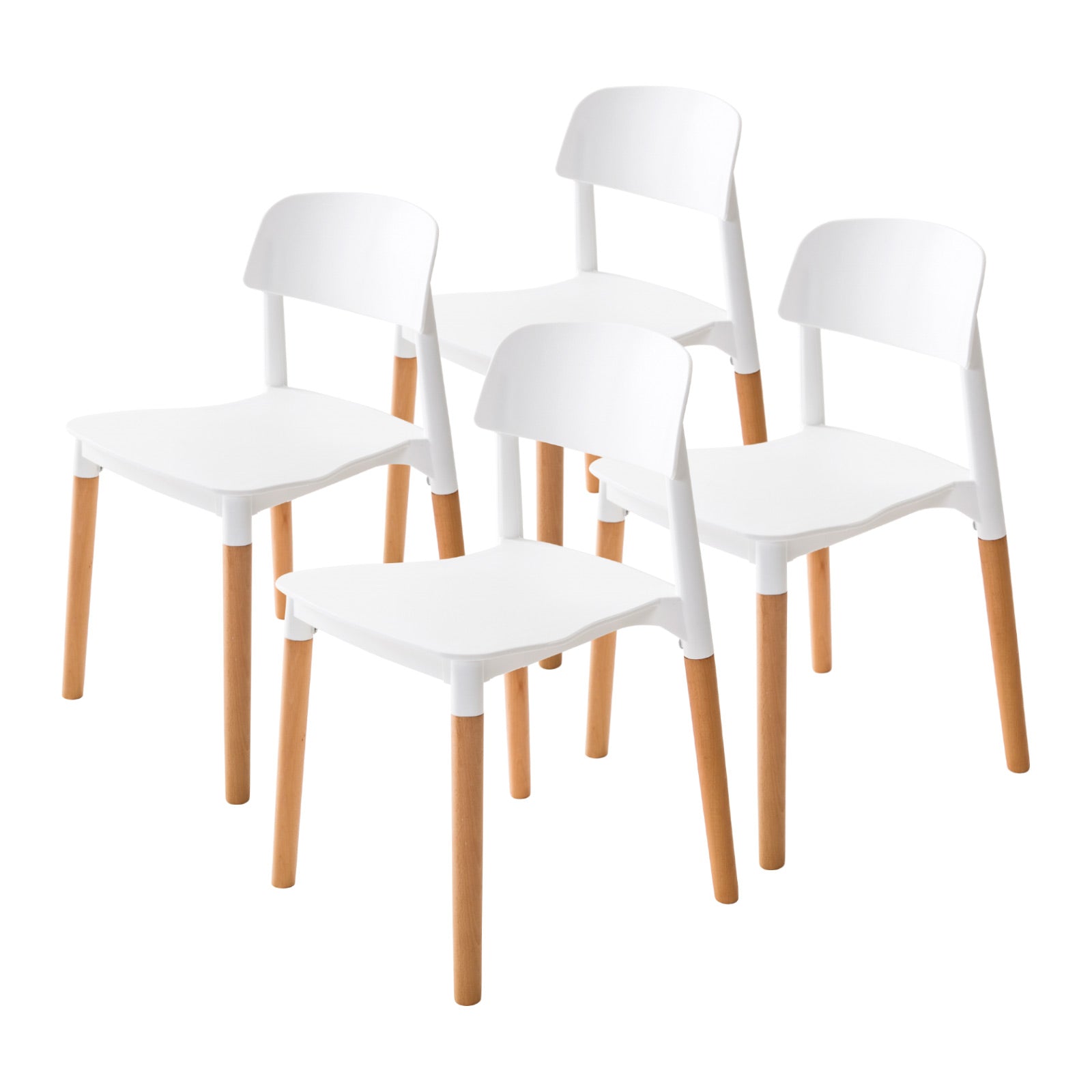 Retro Stackable Dining Chairs, Beech Wood Legs, Set of 4 - La Bella