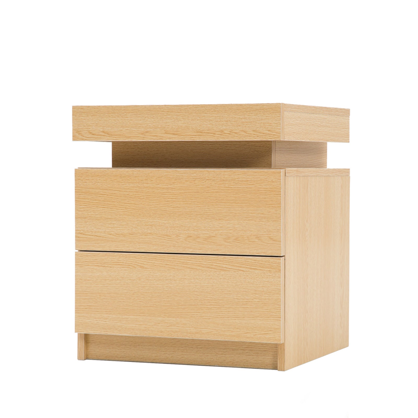 RGB LED 2-Drawer Bedside Table with Secret Compartment