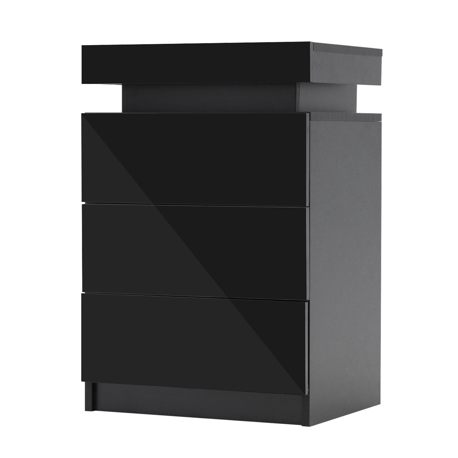 RGB LED 3-Drawer Bedside Table with High Gloss Finish - La Bella