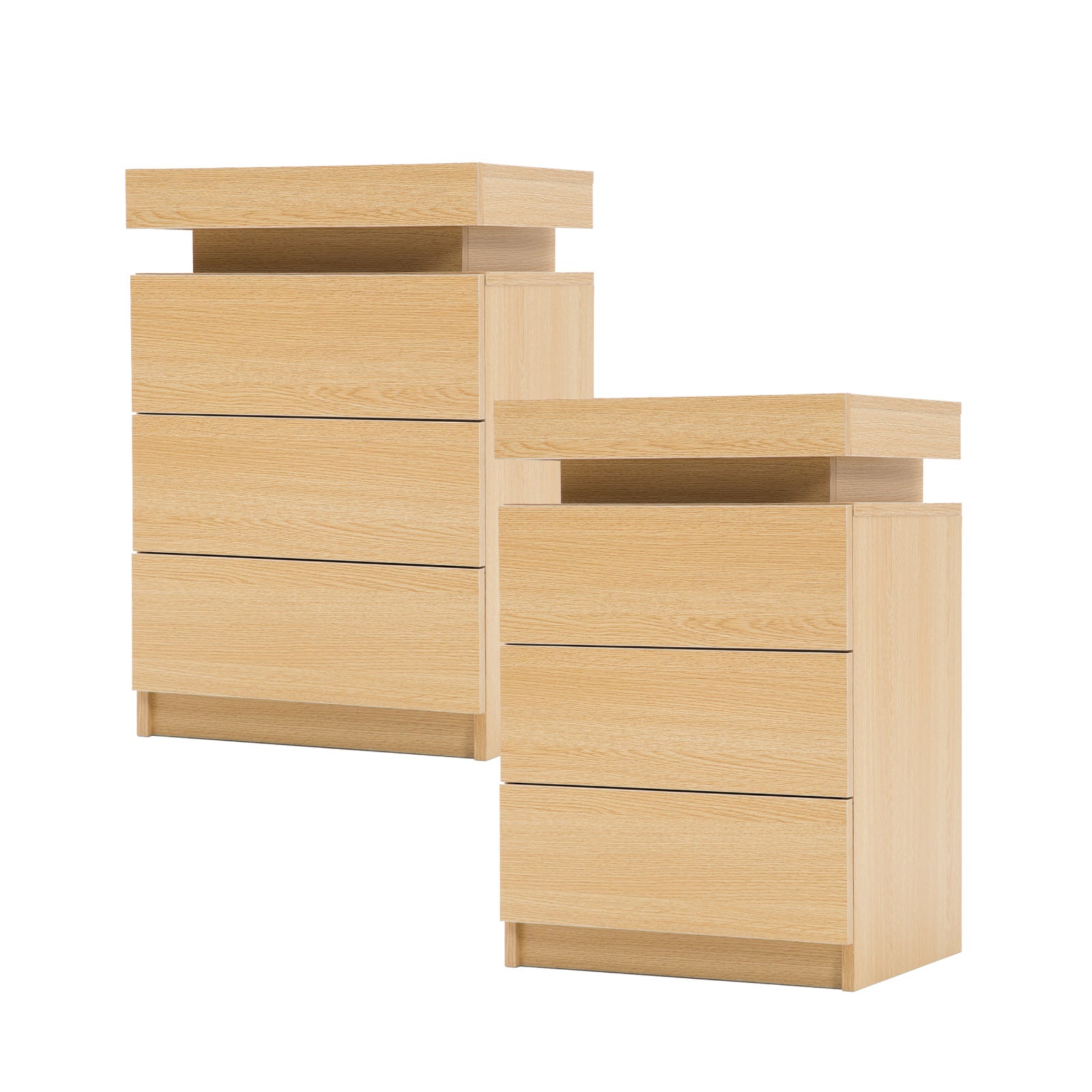 RGB LED 3 Drawers Bedside Tables with Storage Set - La Bella