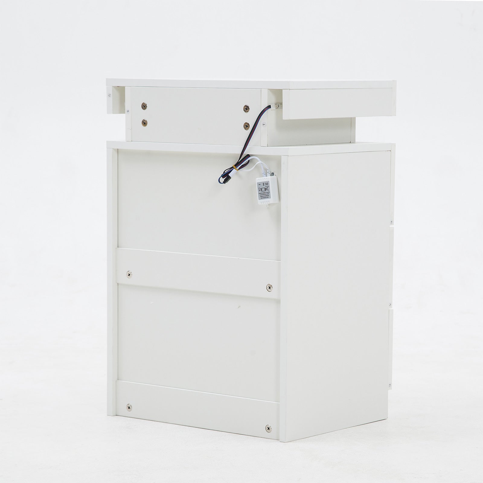 RGB LED Bedside Table, 3 Drawers & Secret Compartment, White