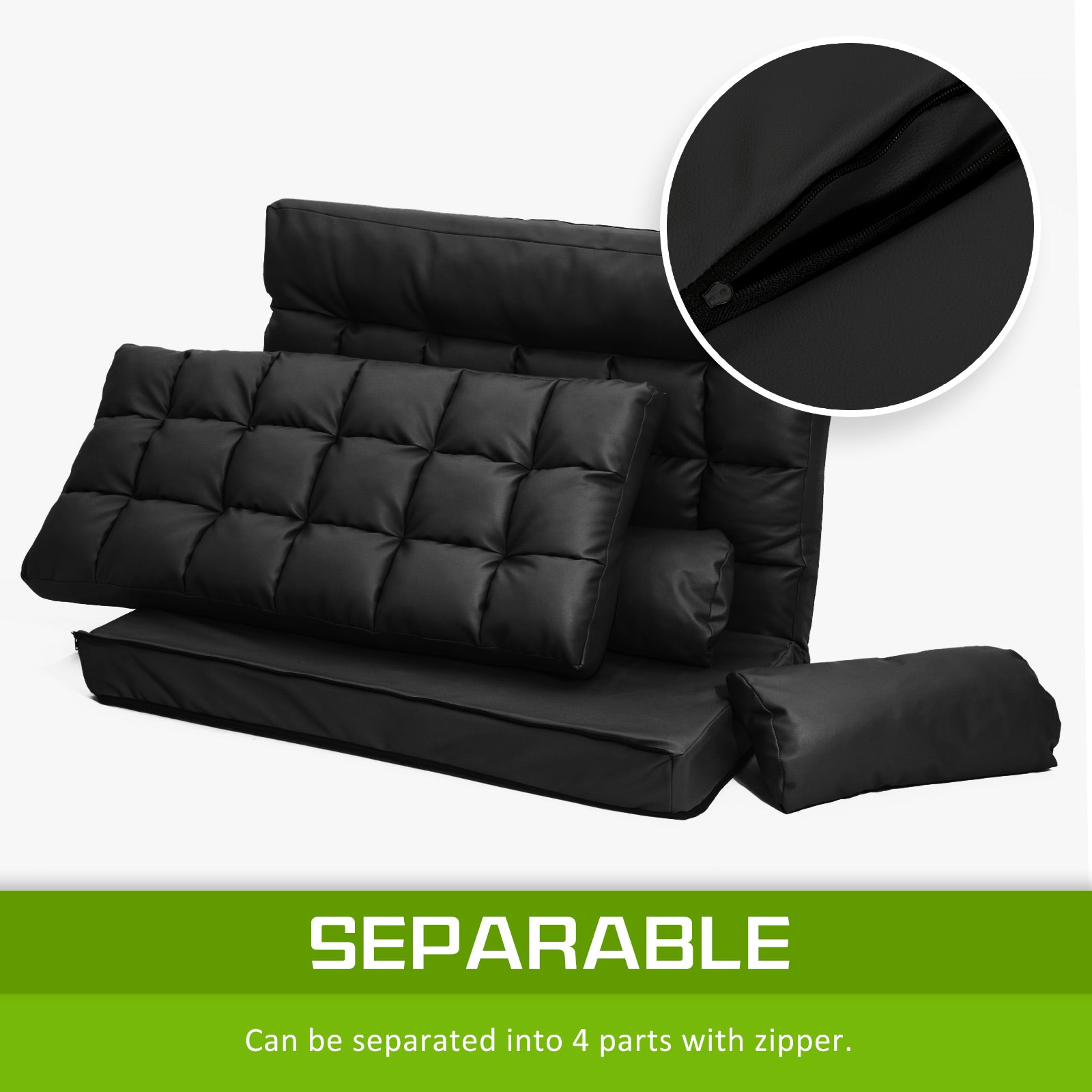 Adjustable Double Seat Sofa Bed, PU Leather, 5 Positions, La Bella