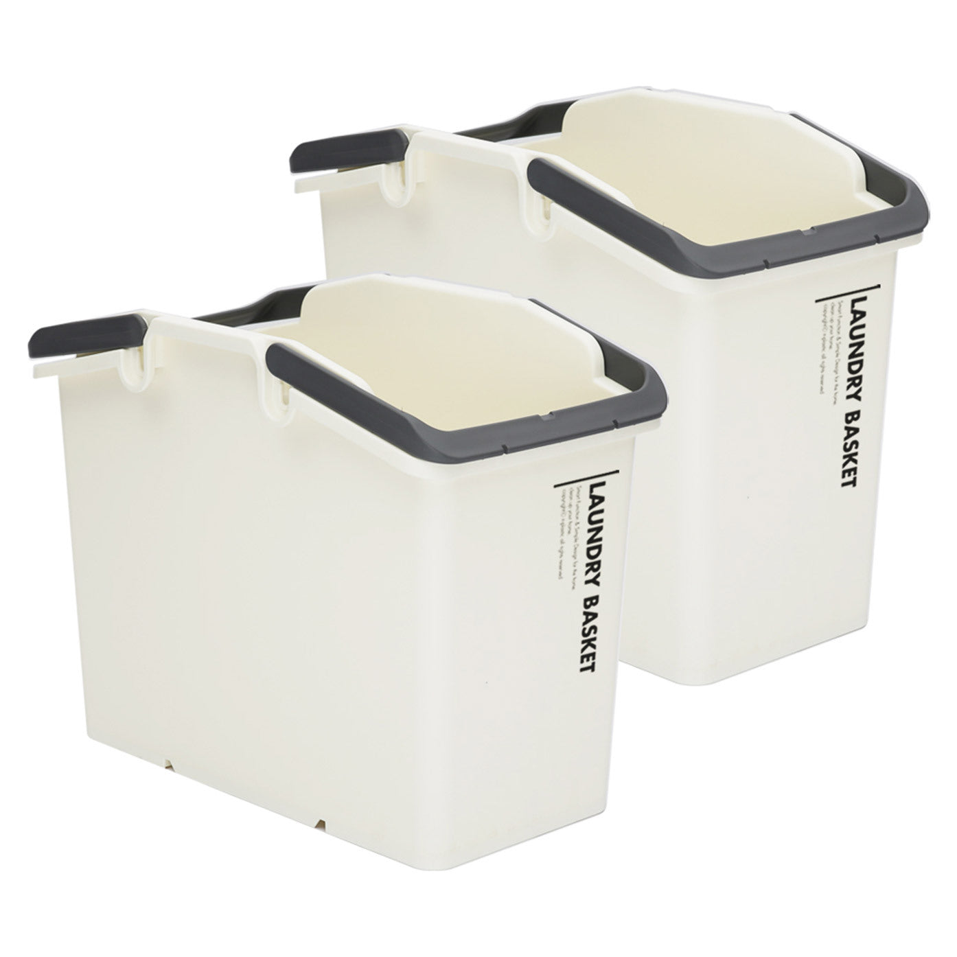 2 Set Stackable Portable Laundry Basket 19.5x41x37cm Ivory