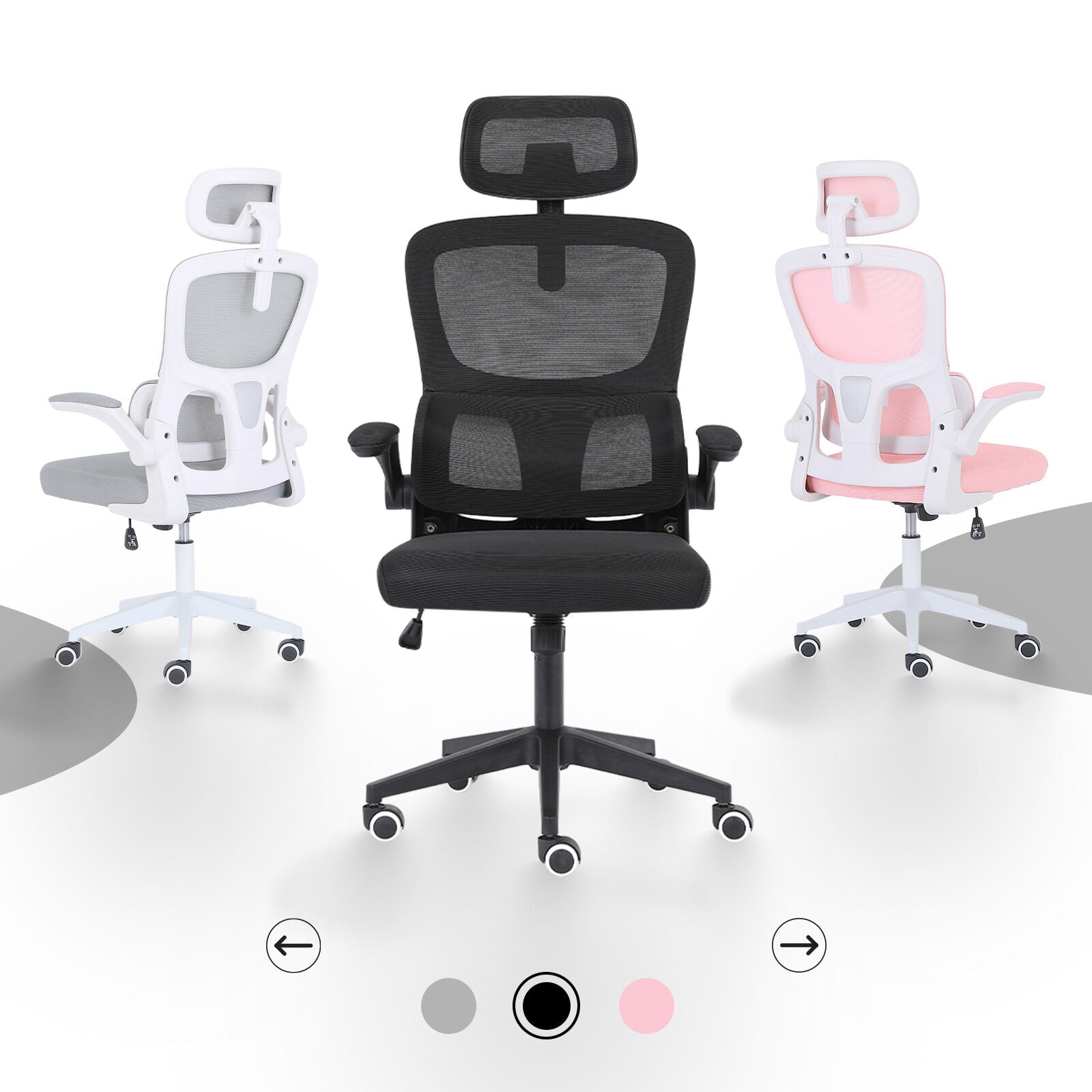 Work Office Chair - Lumber Support, Flip-up Armrest, Adjustable Headrest SITIO - Black