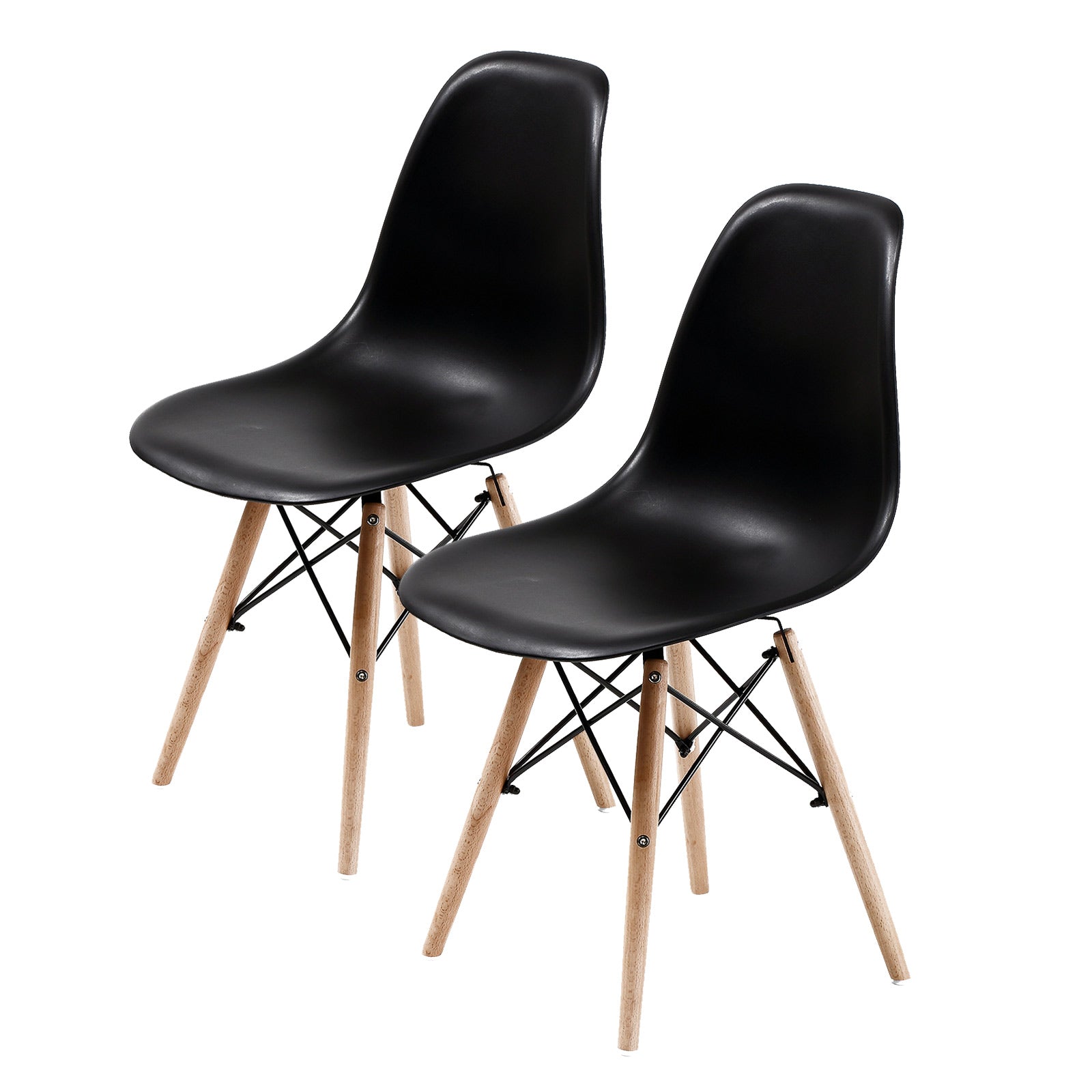 Black Retro Dining Cafe Chairs Set with Beech Legs - La Bella