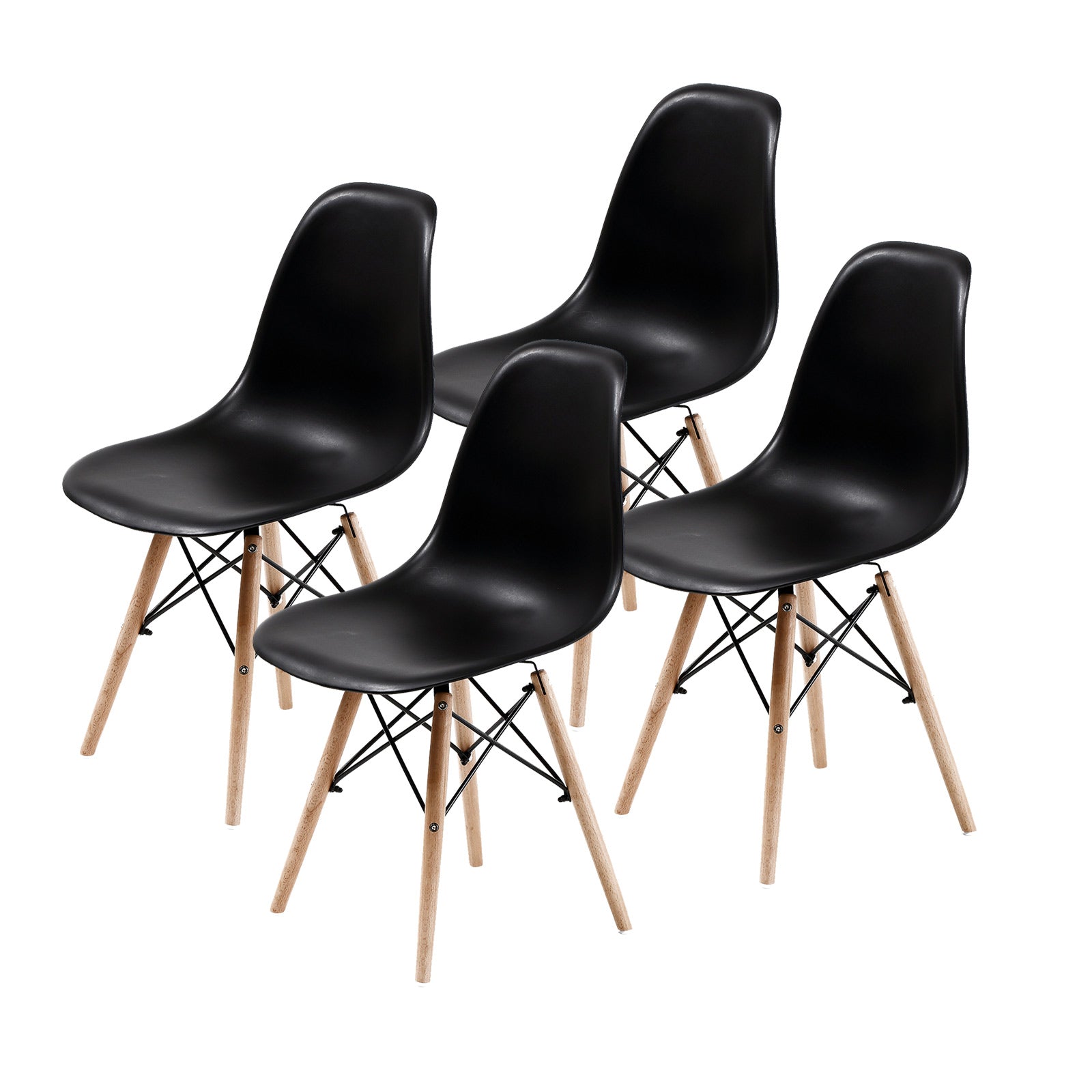 Black Retro Dining Cafe Chairs Set of 4 - La Bella