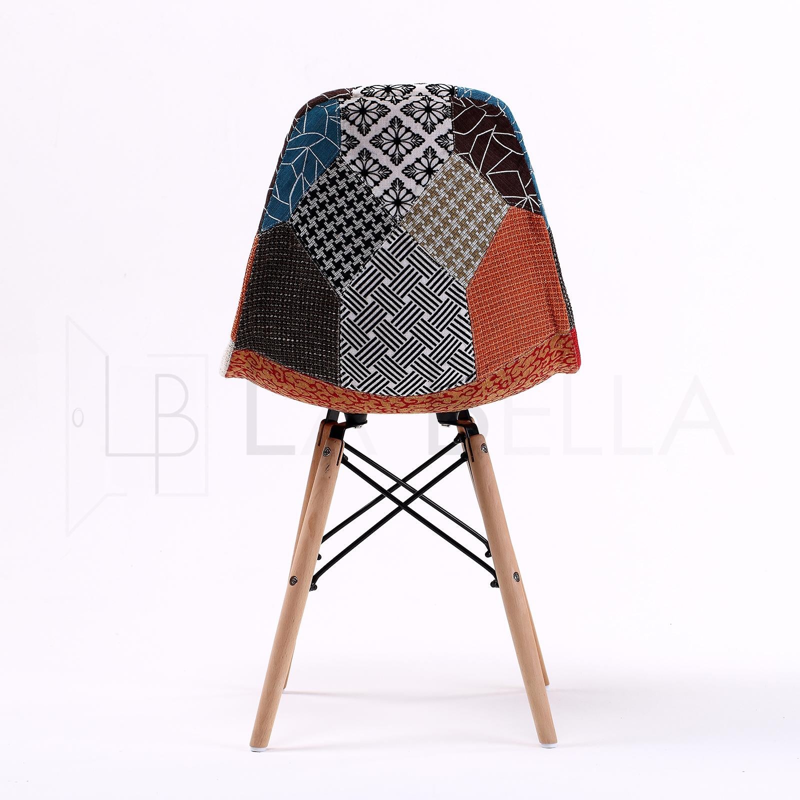 4X Multi-Colour Fabric Retro Dining Chairs Beechwood Legs La Bella