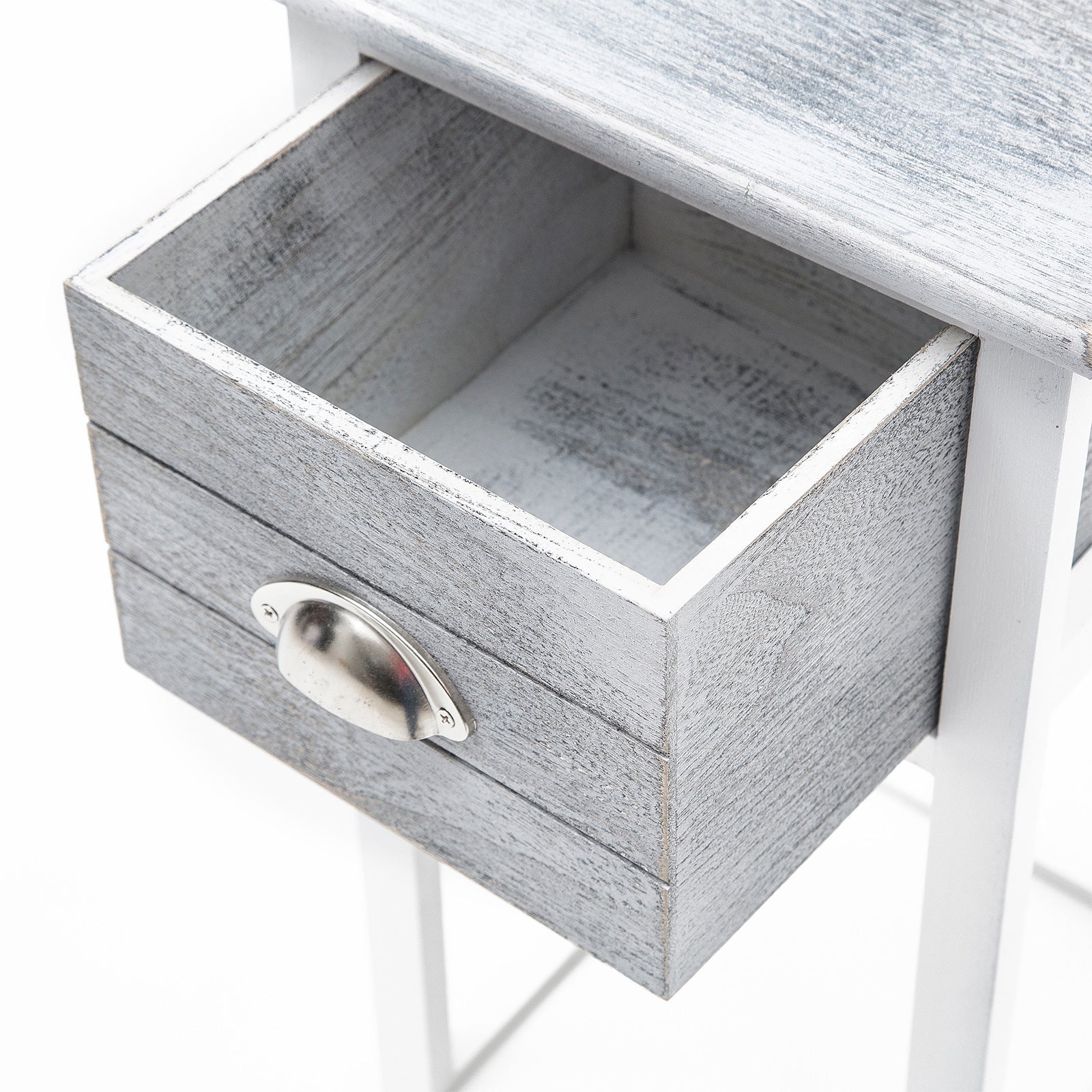 Grey Vintage Bedside Tables, Solid Wood, Anti-Scratch Feet