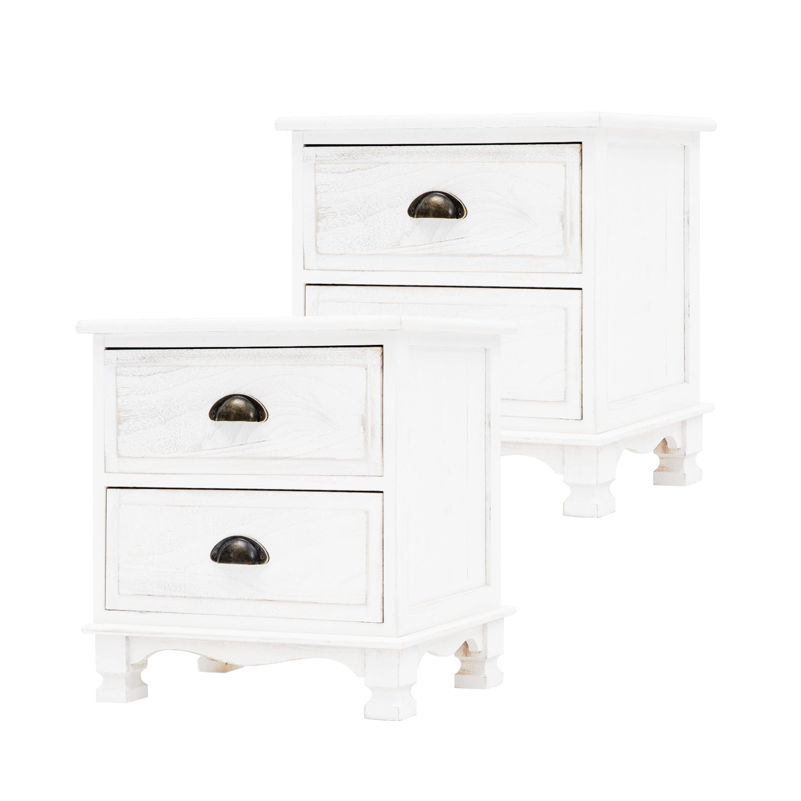 Vintage 2-Drawer Bedside Storage Cabinet, Set of 2, La Bella