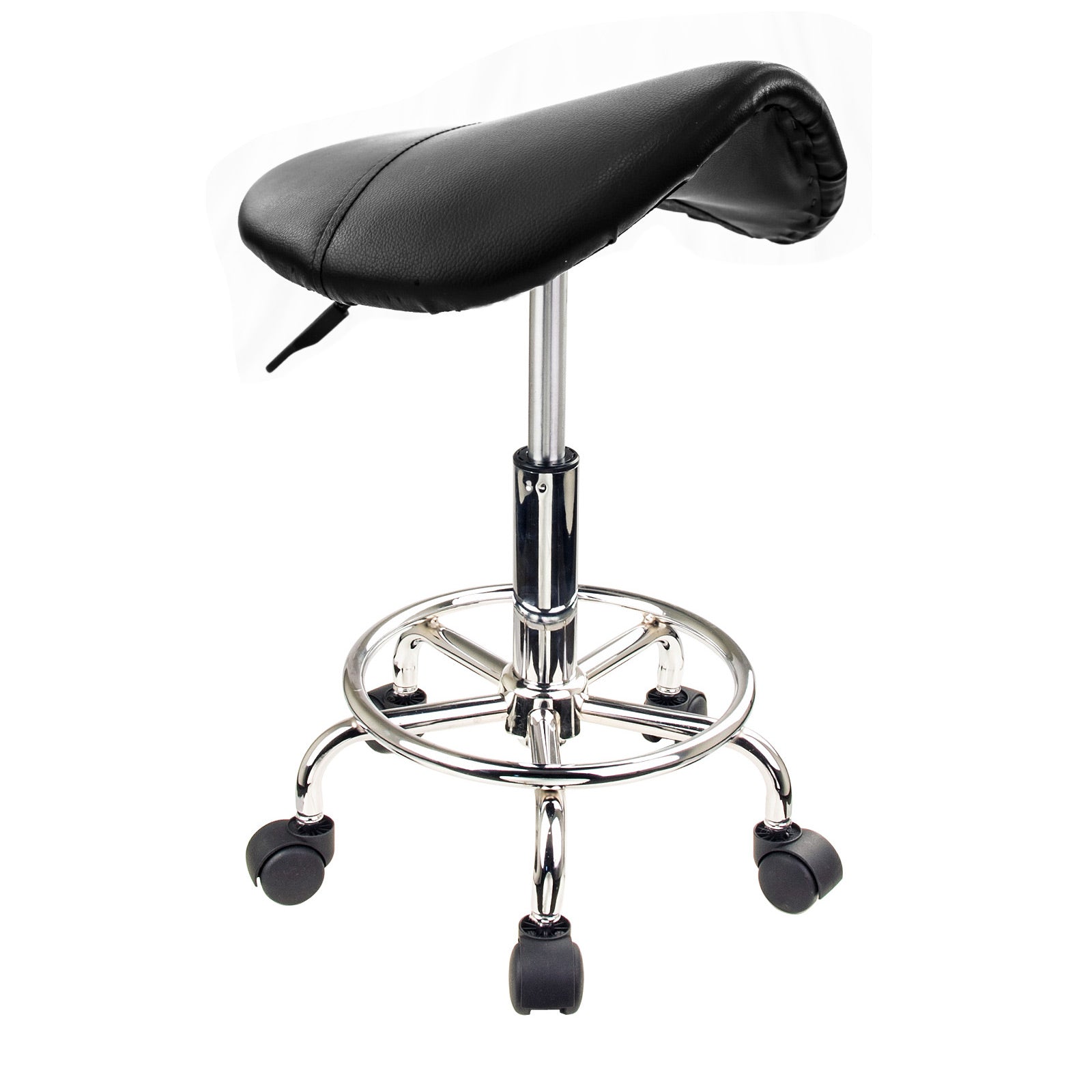 Hydraulic Swivel Saddle Salon Stool, Adjustable Height, Black, Forever Beauty