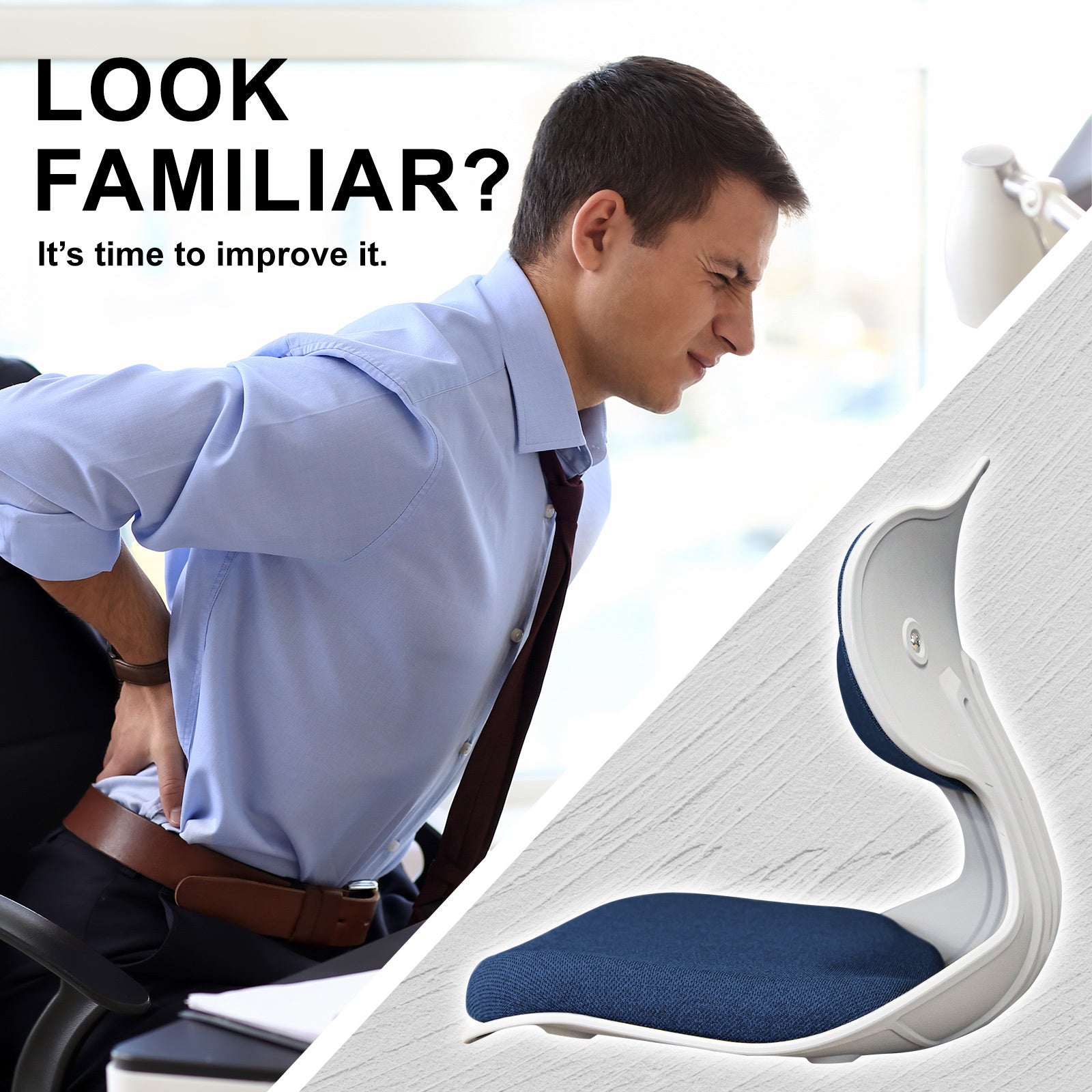 Ergonomic Stackable Posture Correction Chair, Blue - Samgong