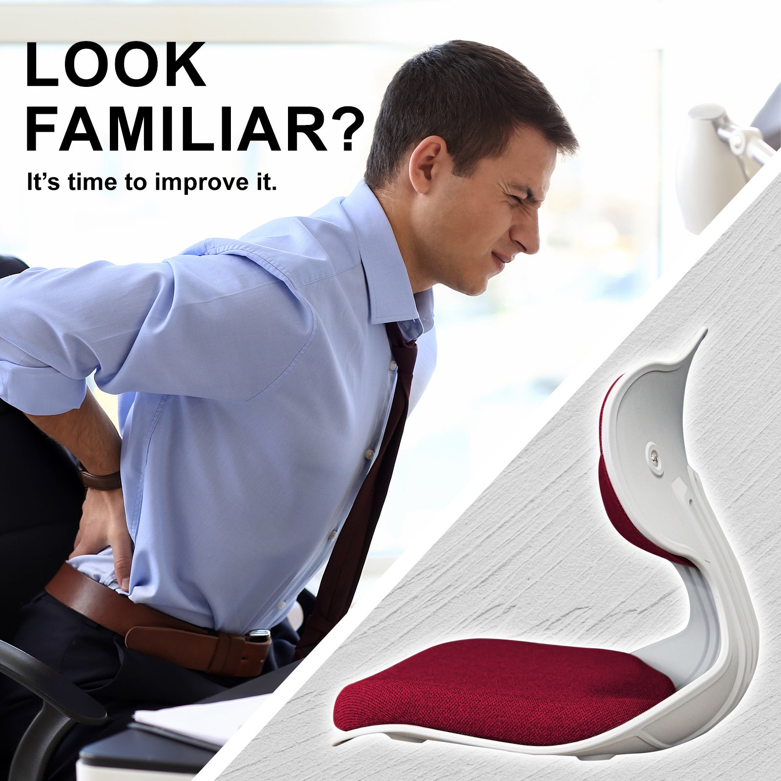 Ergonomic Red Posture Correction Seat with Foam & Handle