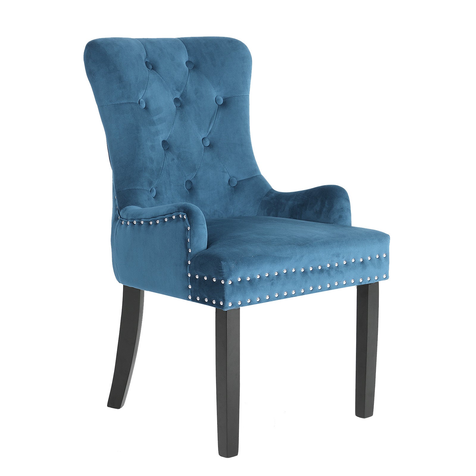 Velvet Padded French Provincial Dining Chair, Navy Blue - La Bella