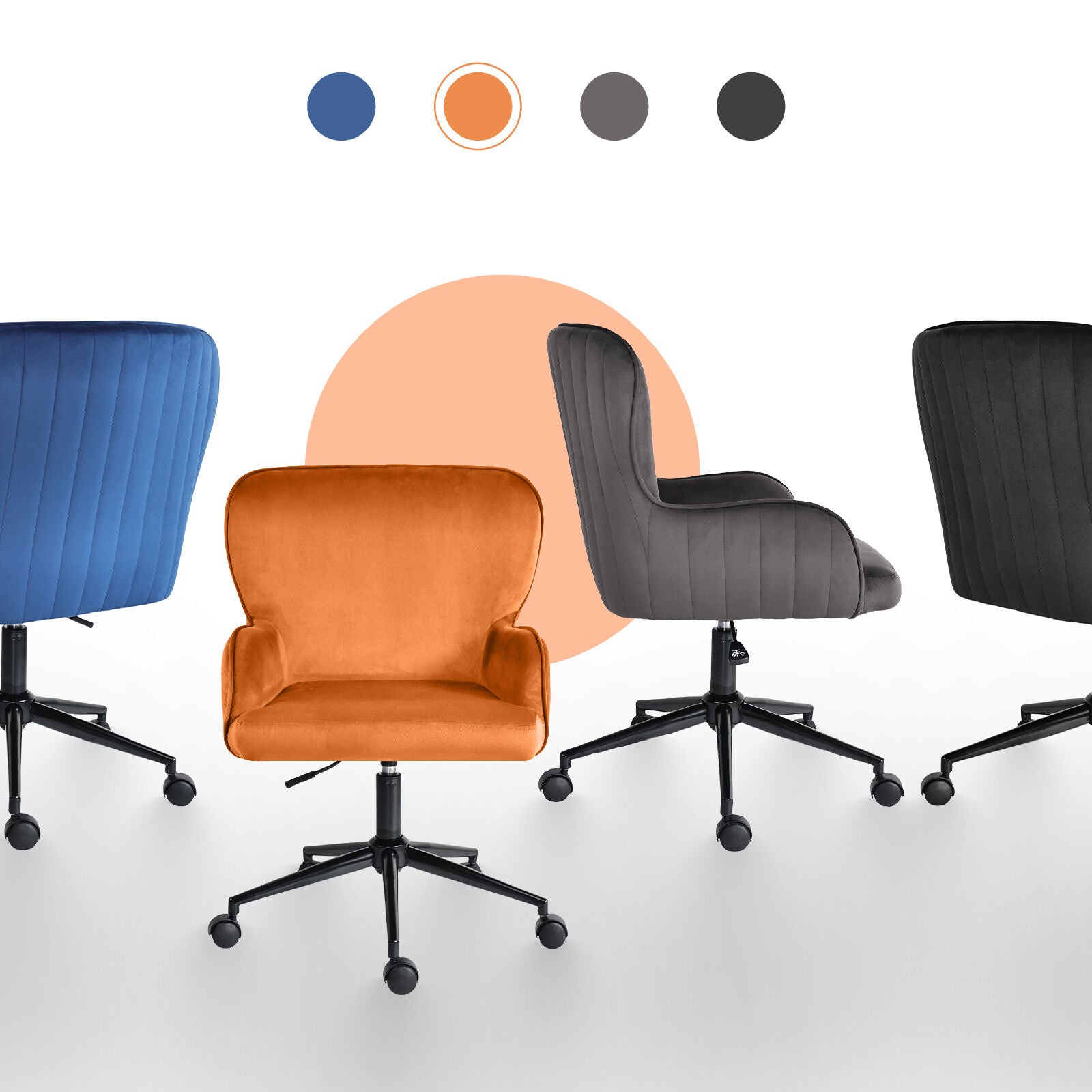 Desk Armchair - Home Office Swivel Chair Adjustable Height Seat PLUME ORANGE