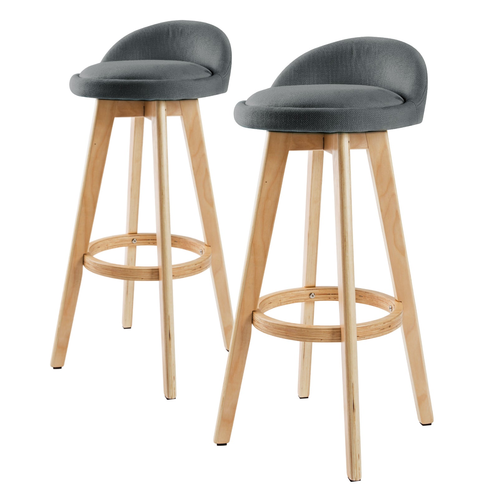 Grey Fabric 72cm Bar Stool Set with 360 Swivel - La Bella