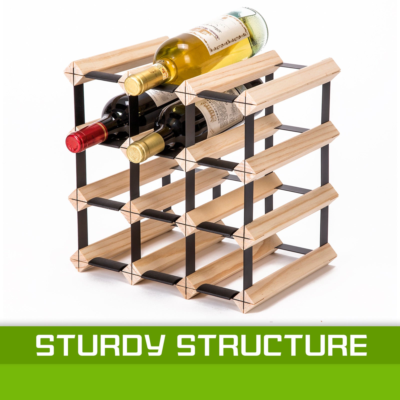 Sustainable Timber Wine Rack 12 Bottle, Expandable by Home Ready