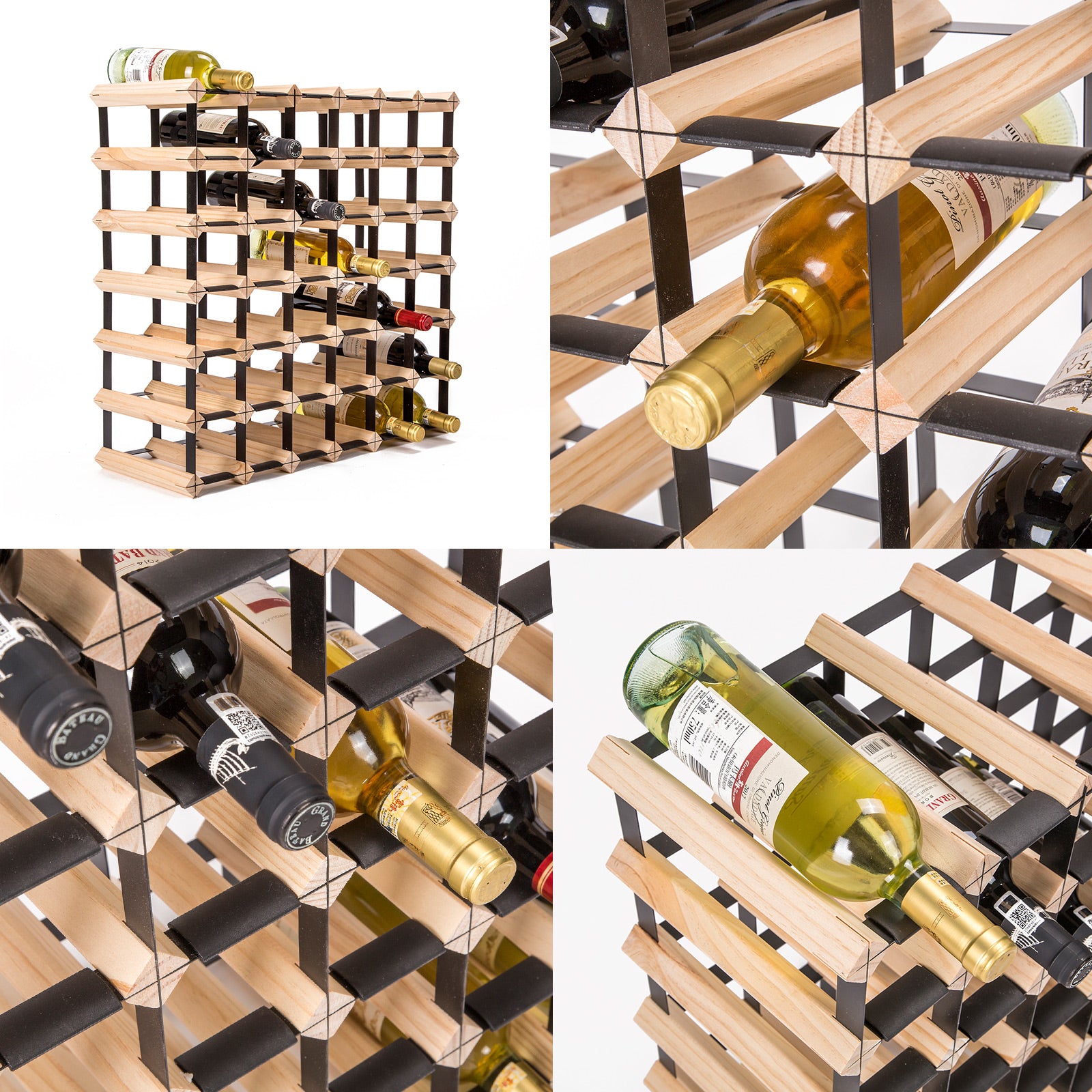 Expandable Timber Wine Rack 42 Bottles Storage Organizer