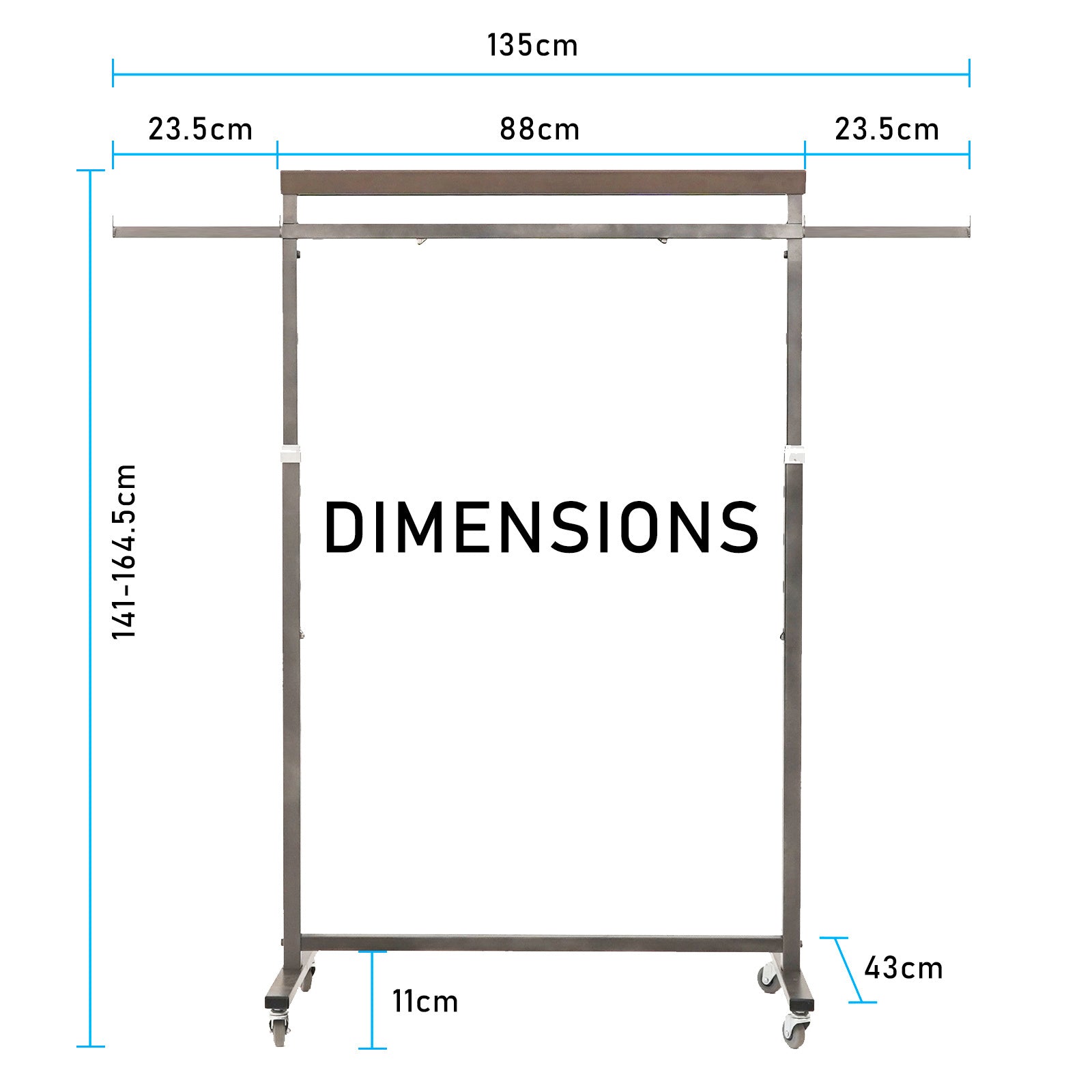 Adjustable Steel Clothes Rack with Wheels, Meoktong, Pearl Grey