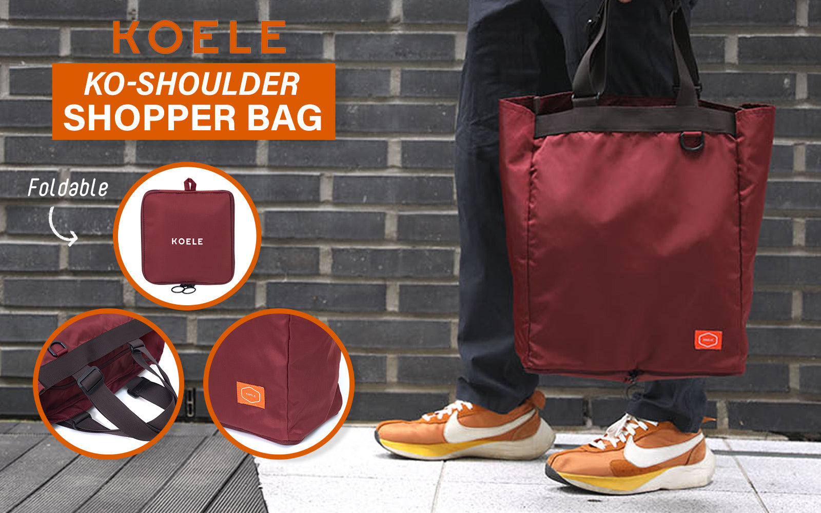 Waterproof Foldable Nylon Tote Bag for Travel & Laptop, KOELE