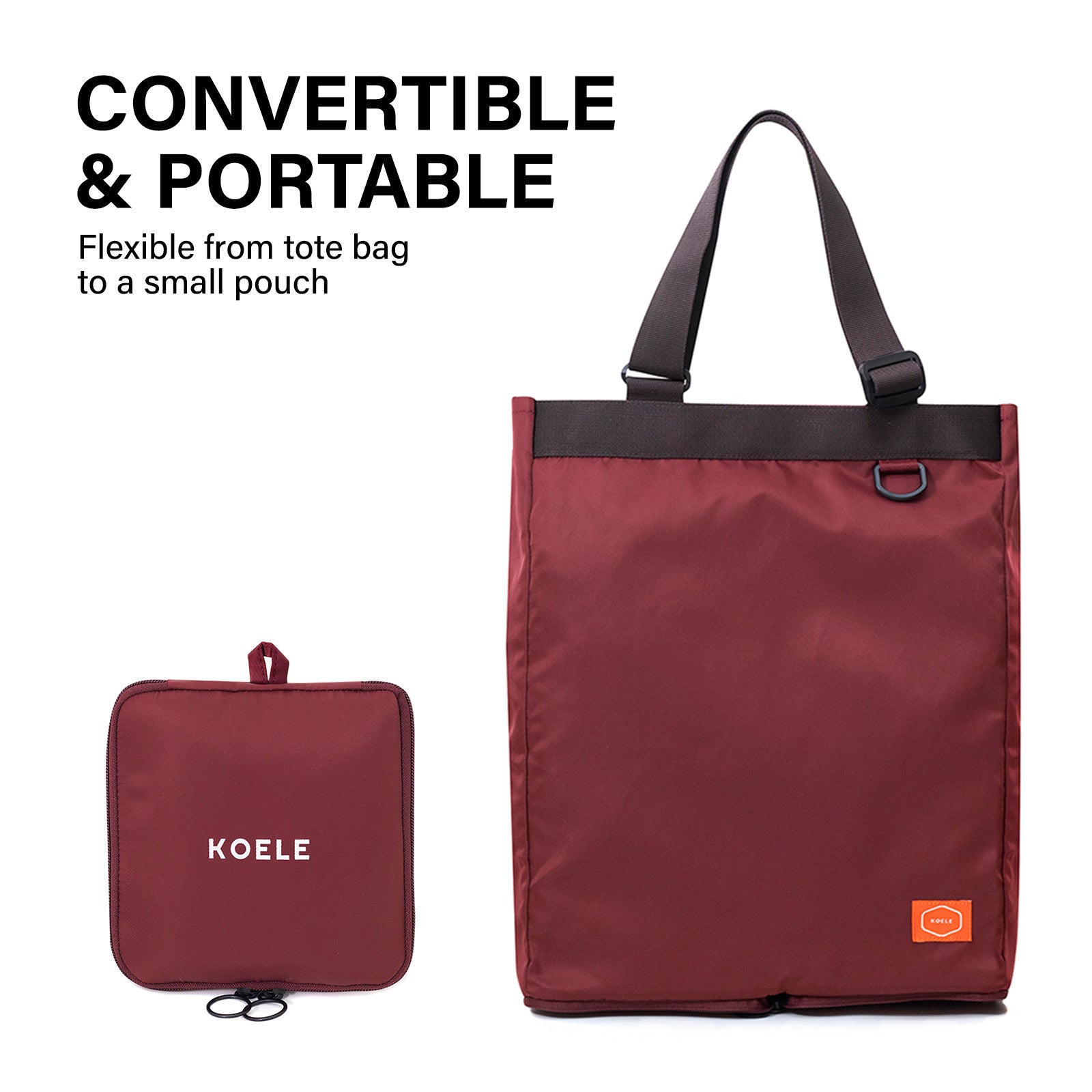 Waterproof Foldable Nylon Tote Bag for Travel & Laptop, KOELE