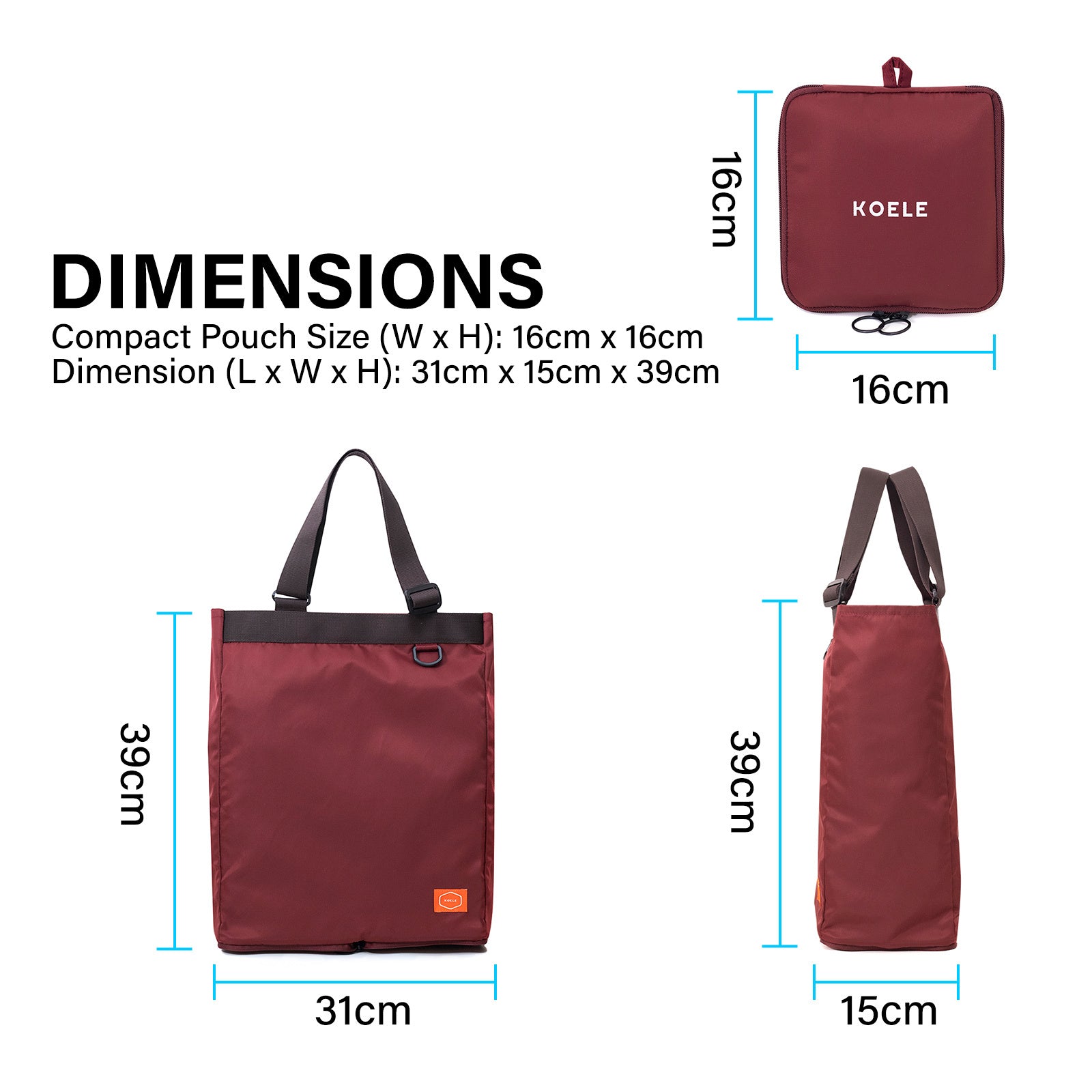 Waterproof Foldable Nylon Tote Bag for Travel & Laptop, KOELE