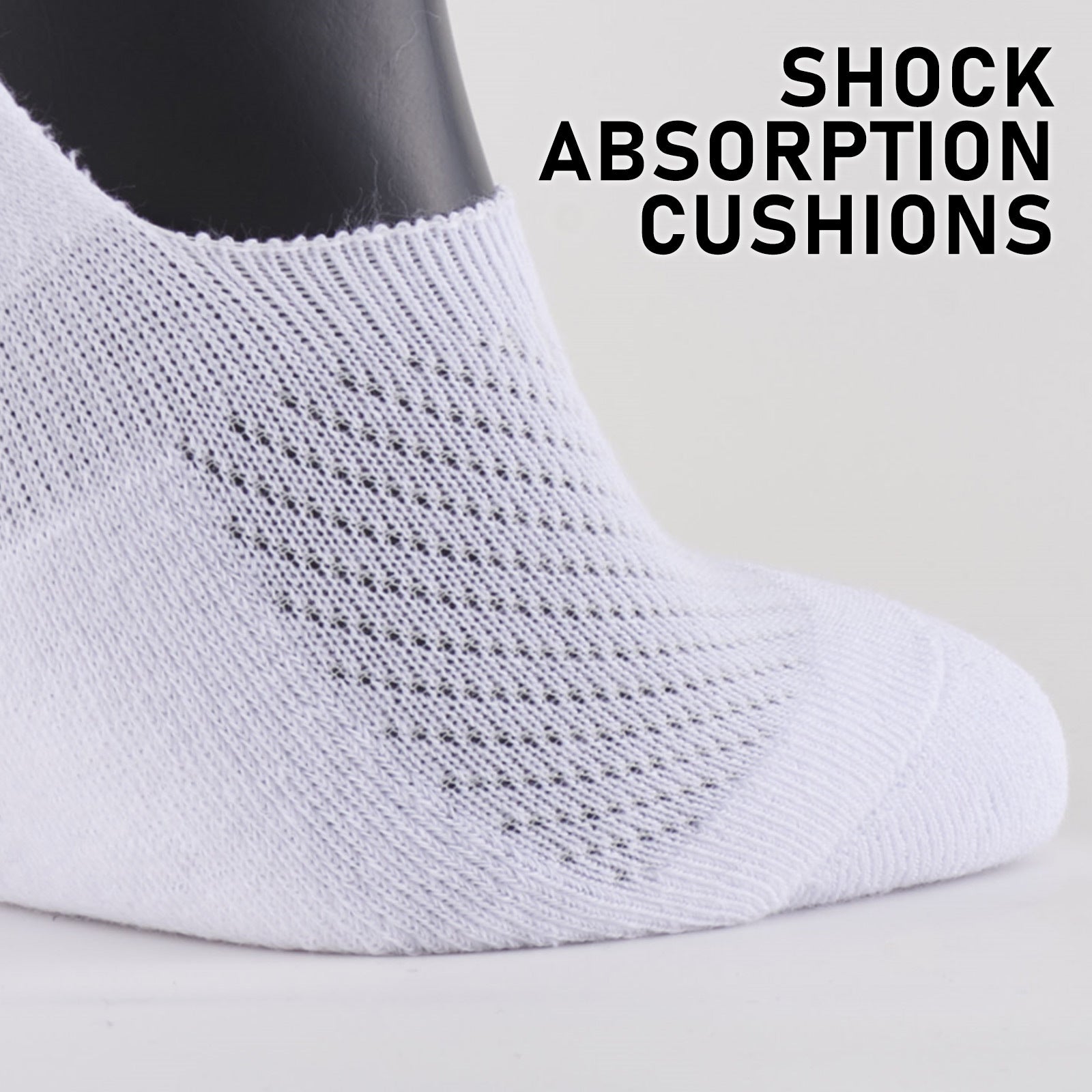 Non-Slip Cushion No Show Ankle Socks 12x Double Cushion - Rexy