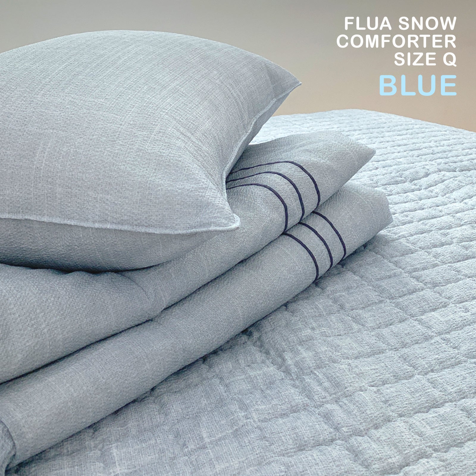 Cool Lightweight Flua Snow Comforter Set - Double, Blue, SAESOM