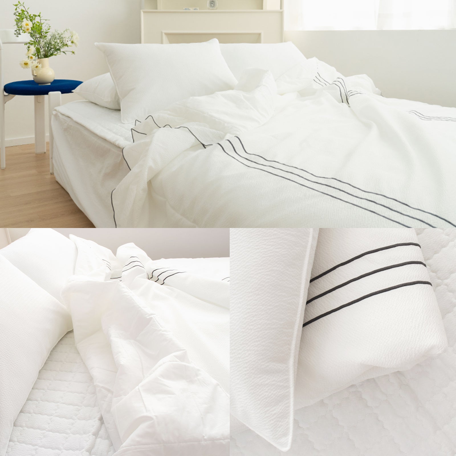 Cool Lightweight Snow Ripple Comforter Set Queen, SAESOM