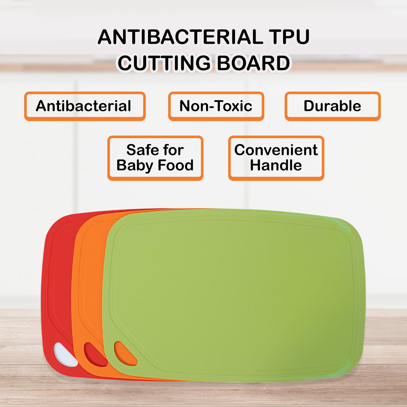 Antibacterial TPU Cutting Board, Baby-Safe, Red - Ecosillee