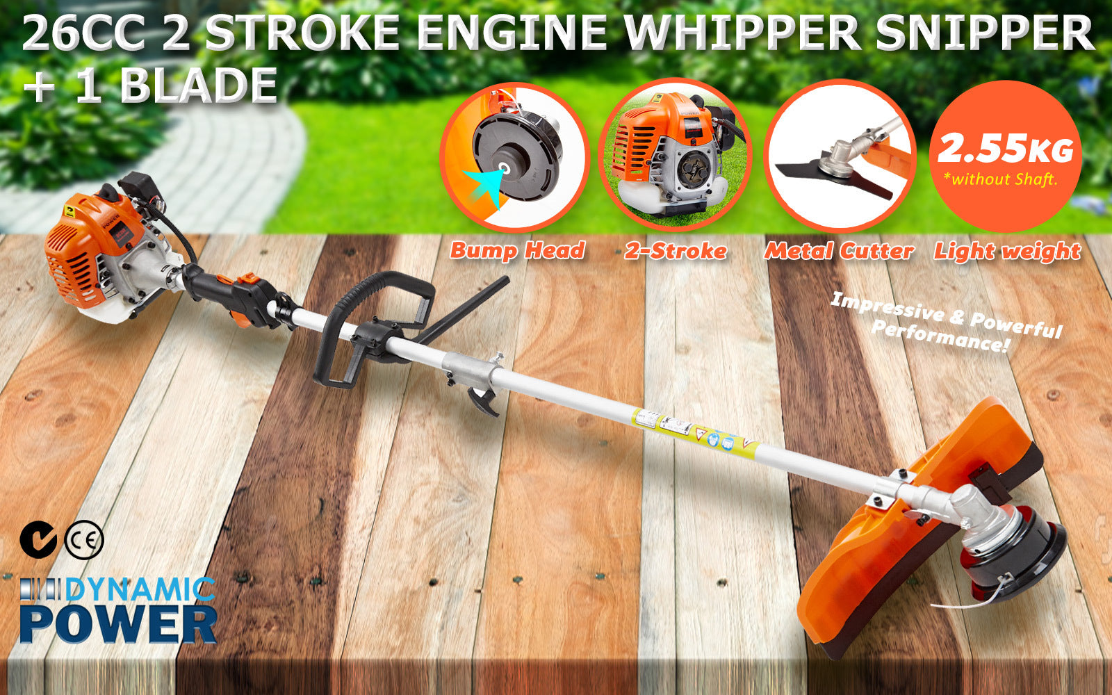 Lightweight 26cc Gasoline Brush Cutter with Blade, Dynamic Power