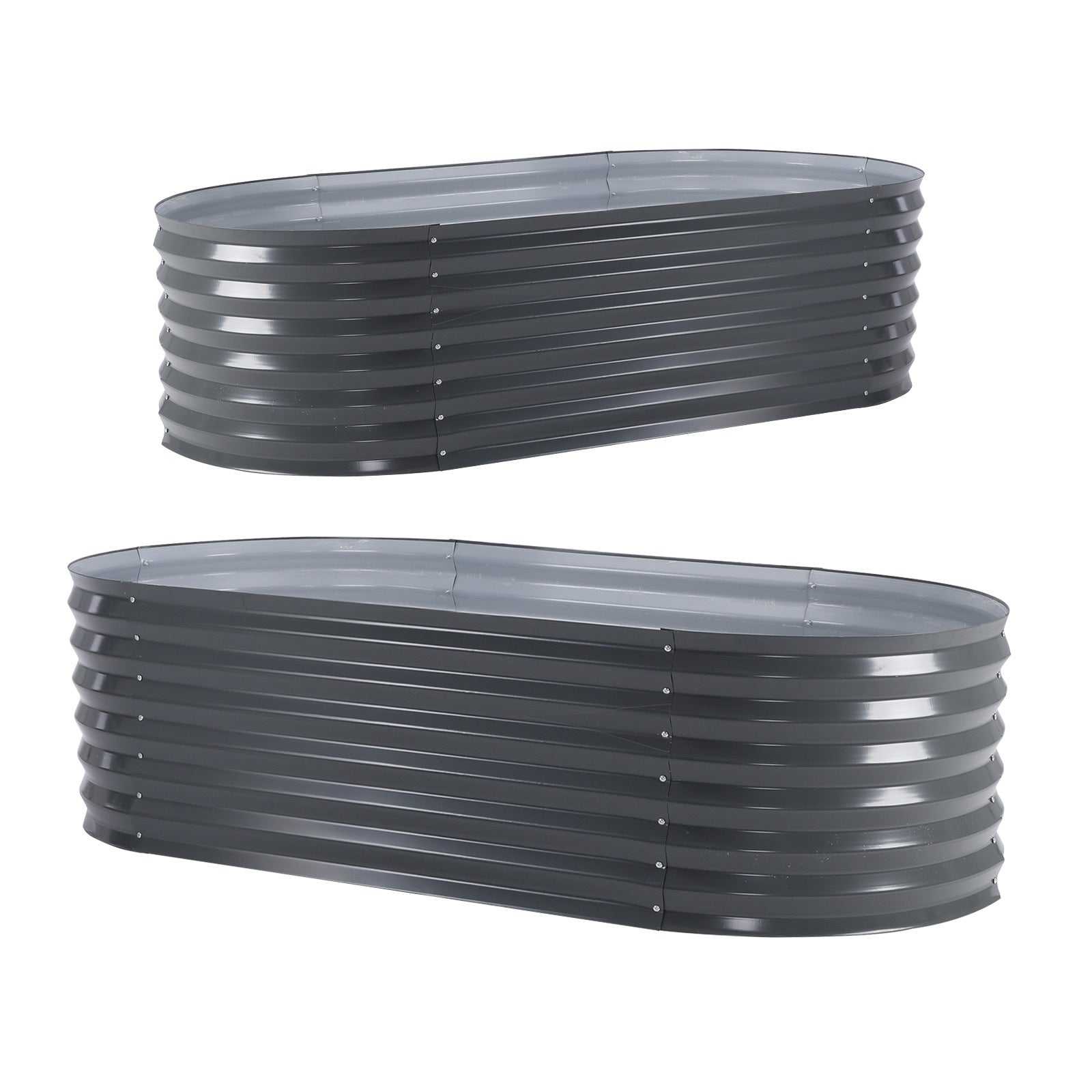 Durable Oval Galvanized Steel Raised Garden Beds, 2X Set