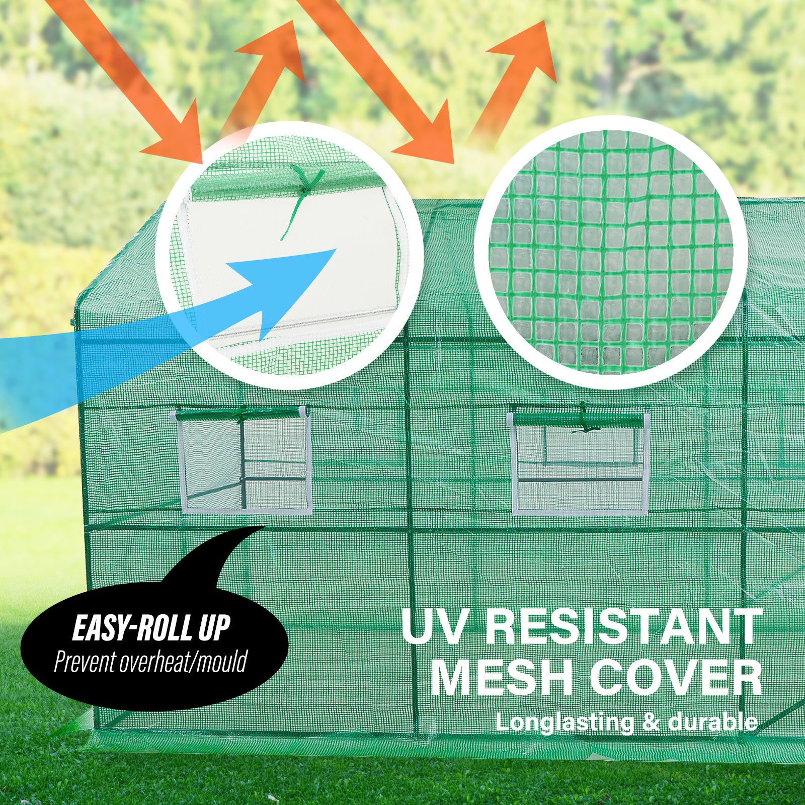 Large Walk-In Steel Greenhouse with UV Resistant PE Cover