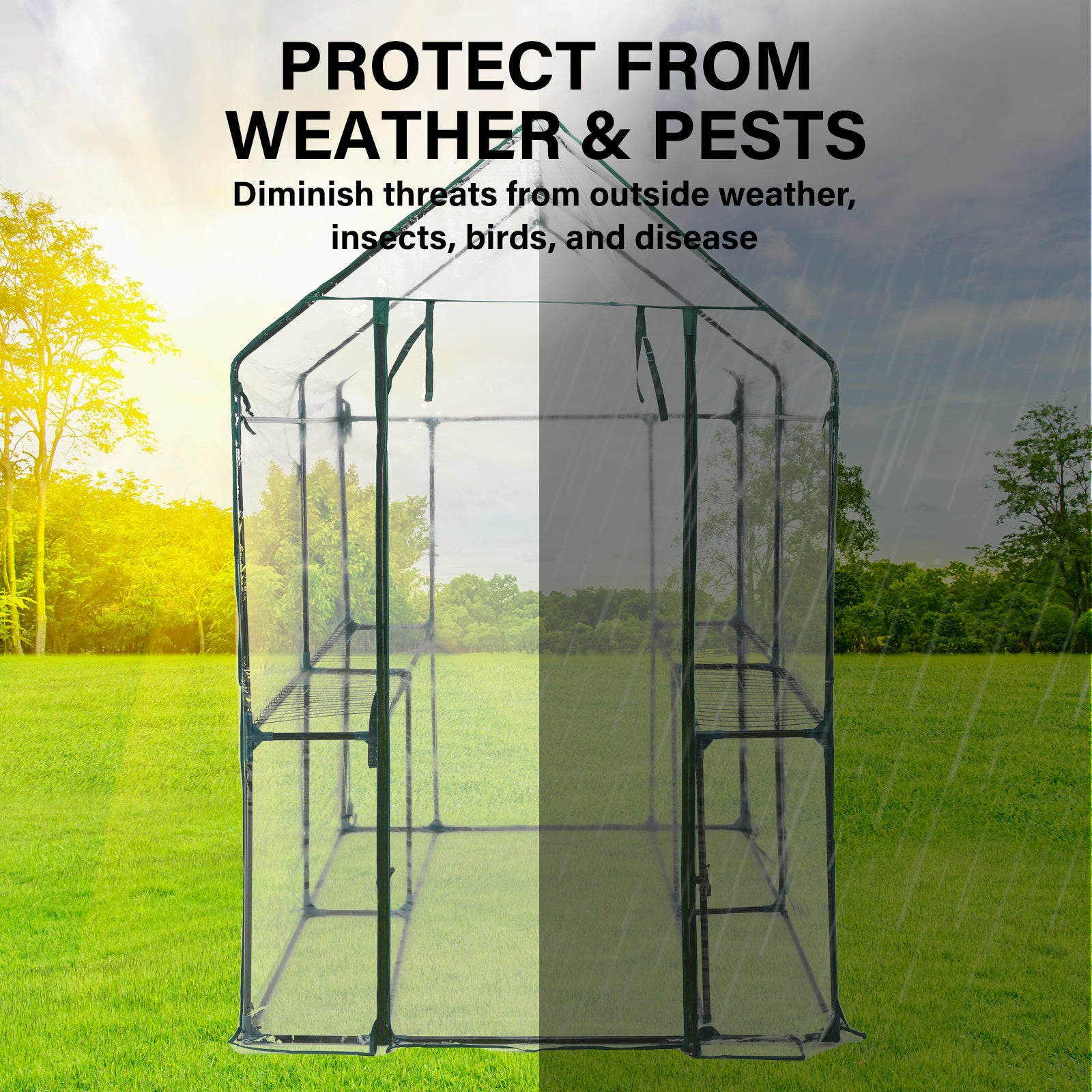 UV Resistant Garden Greenhouse Shed PVC Cover 190cm Home Ready