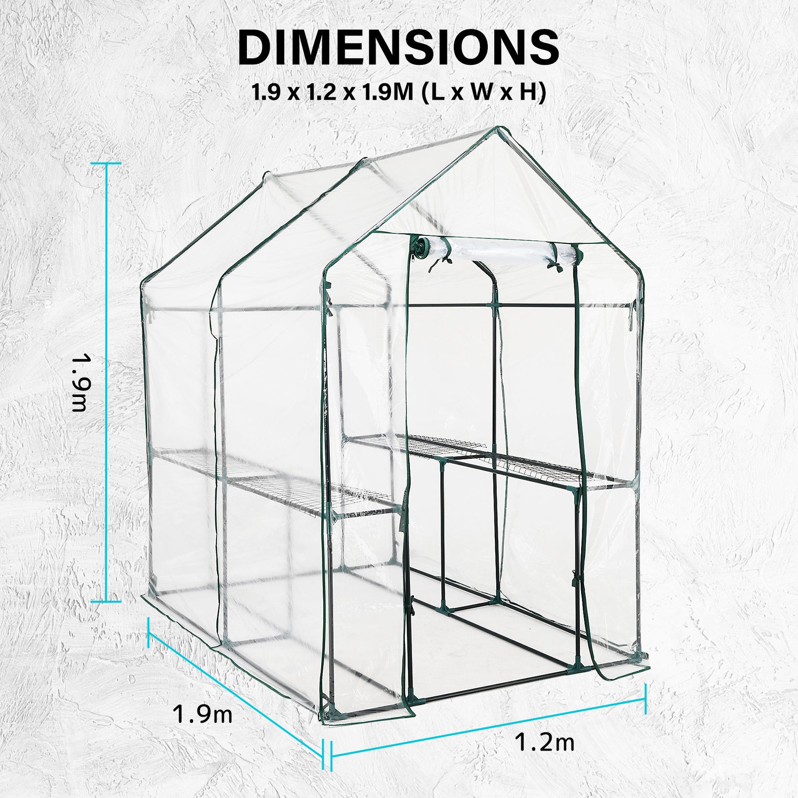 UV Resistant Garden Greenhouse Shed PVC Cover 190cm Home Ready