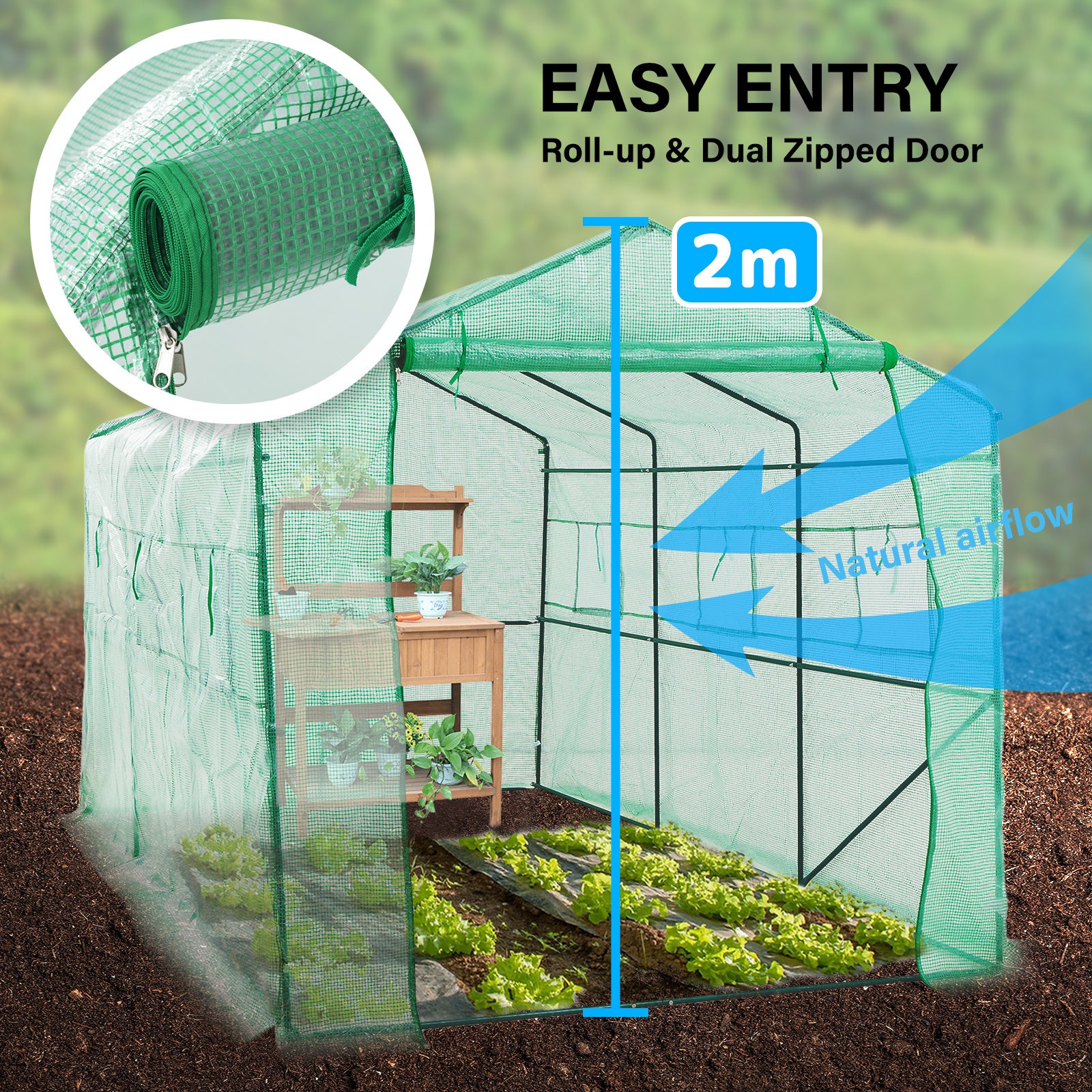 UV Resistant Waterproof 350cm Greenhouse PE Cover Home Ready