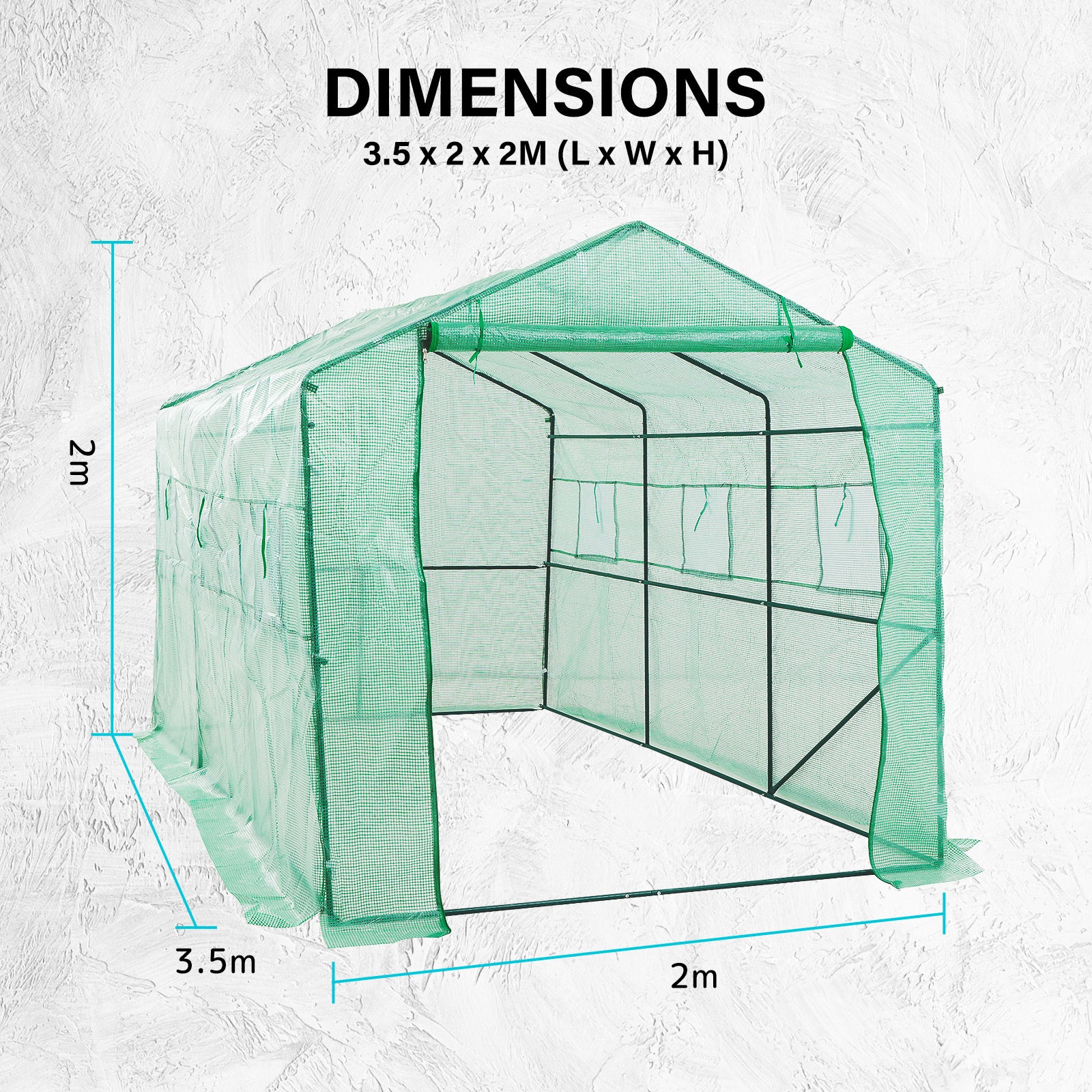 UV Resistant Waterproof 350cm Greenhouse PE Cover Home Ready