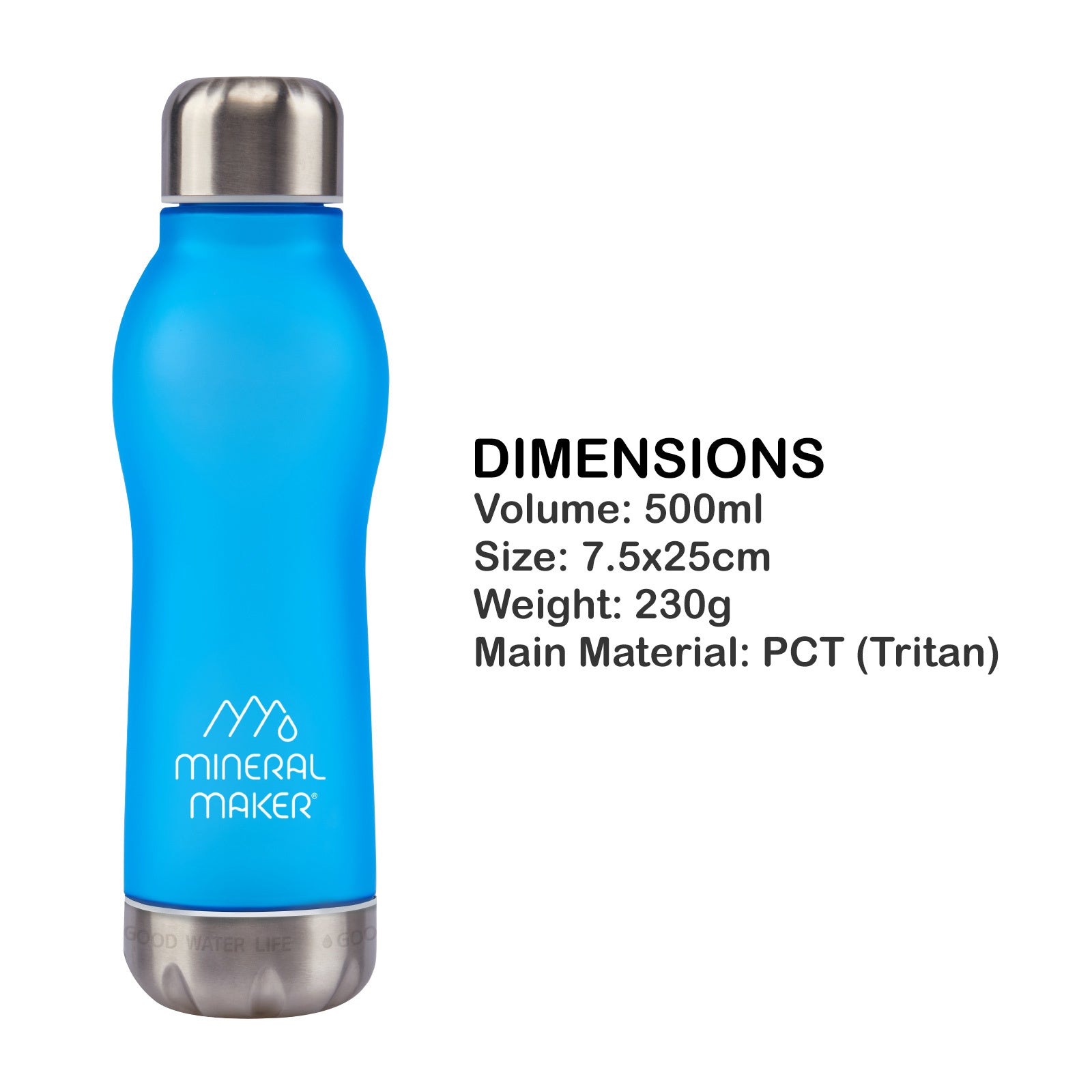 Magnesium Alkaline Water Bottle, BPA-Free, Blue - Mineral Maker