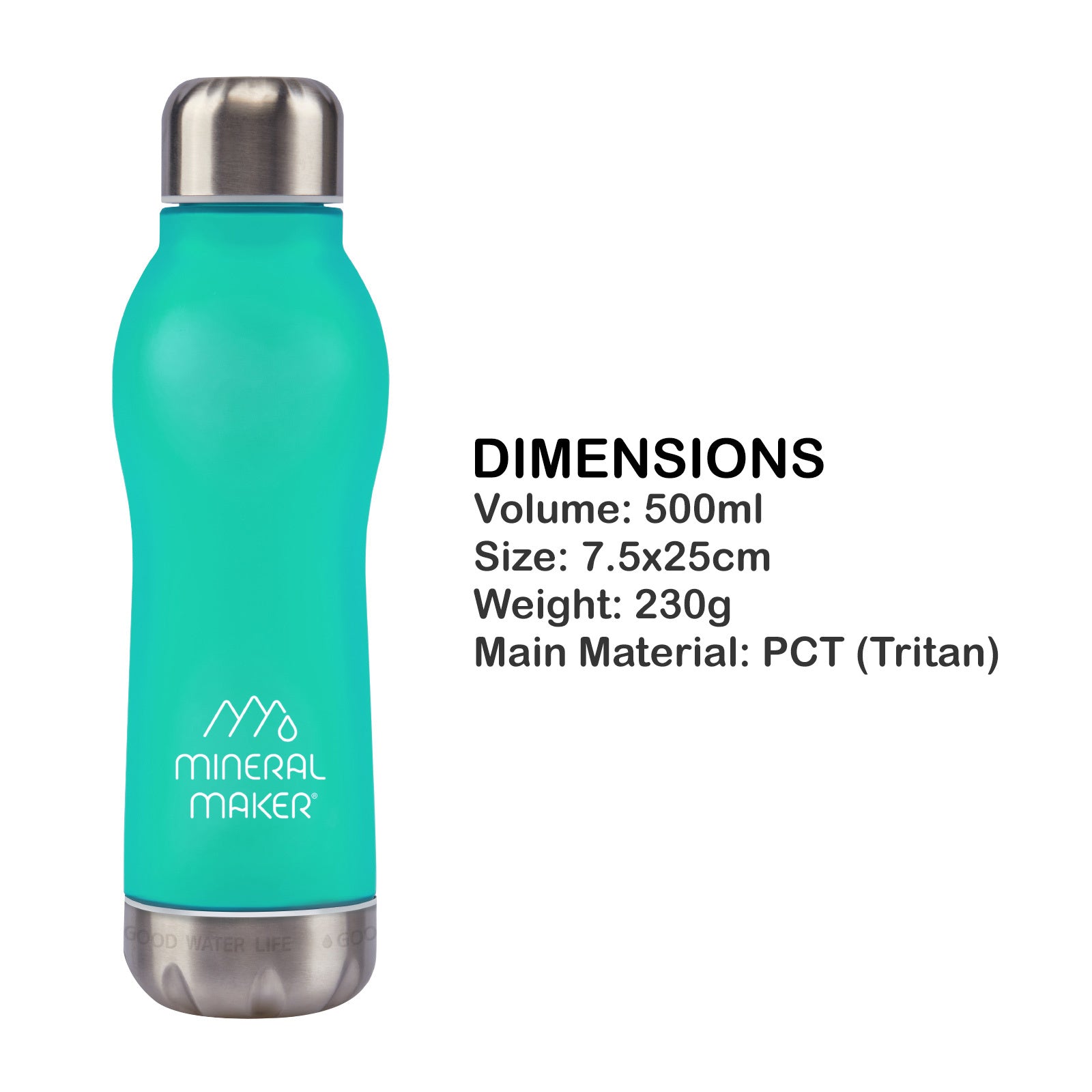 Magnesium Enriched Alkaline Filter Water Bottle - Green, Mineral Maker