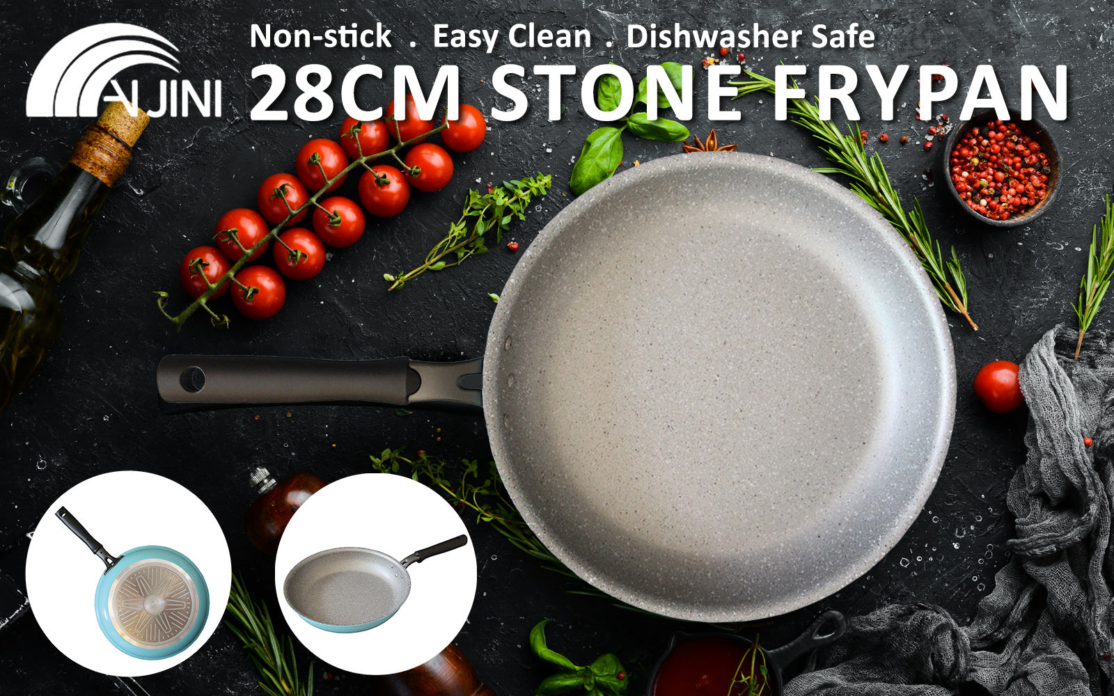 Non-Stick Induction Frypan 28cm, Ceramic Coated - Fanjini