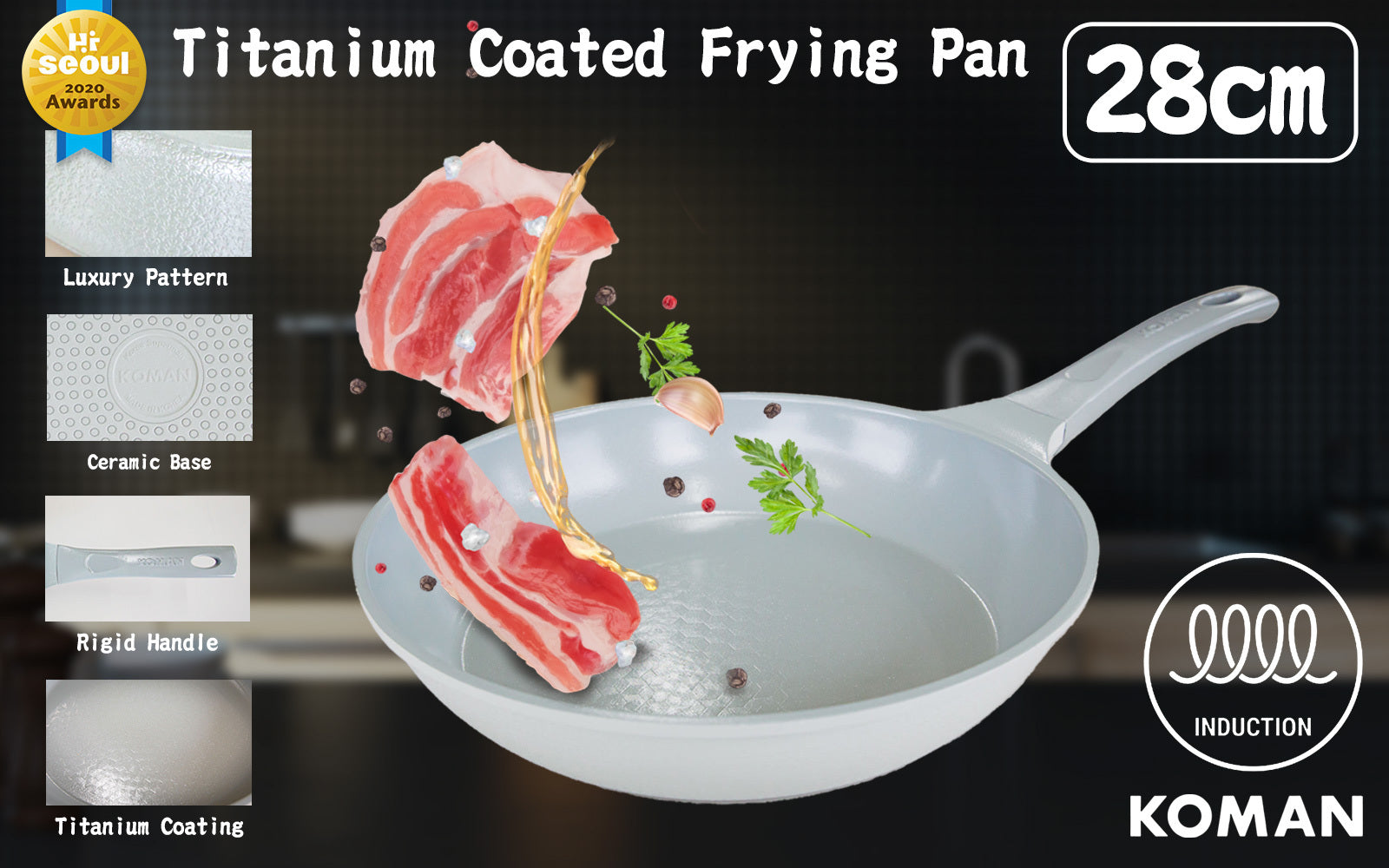 Eco-Friendly Non-Stick Ceramic IH Frypan 28cm - KOMAN