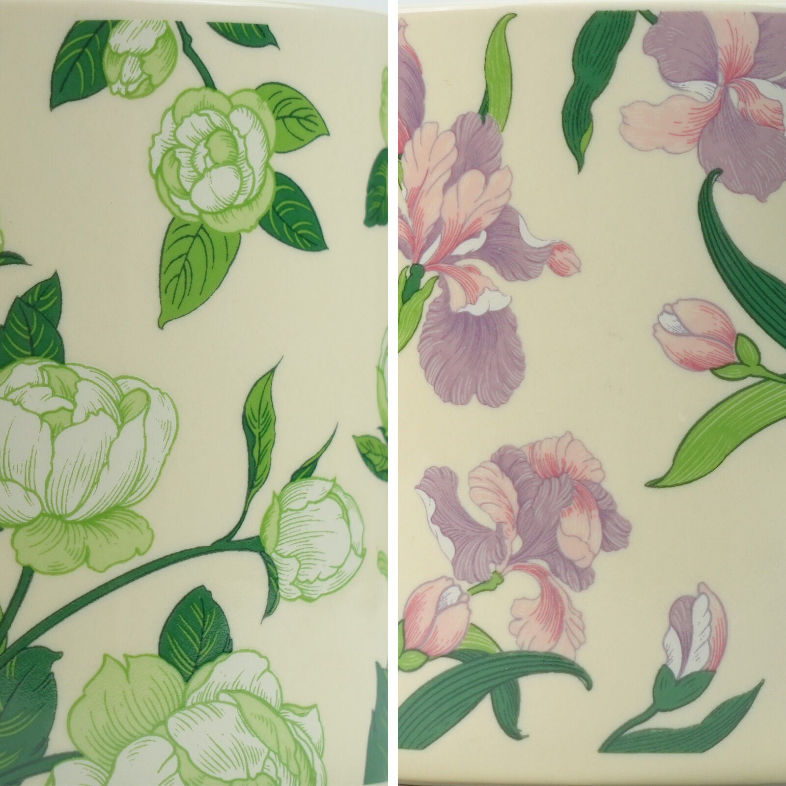 2X High-Fired Ceramic Porcelain Mug Set with Lid 400ml Vintage Floral Tea Spoon GREEN