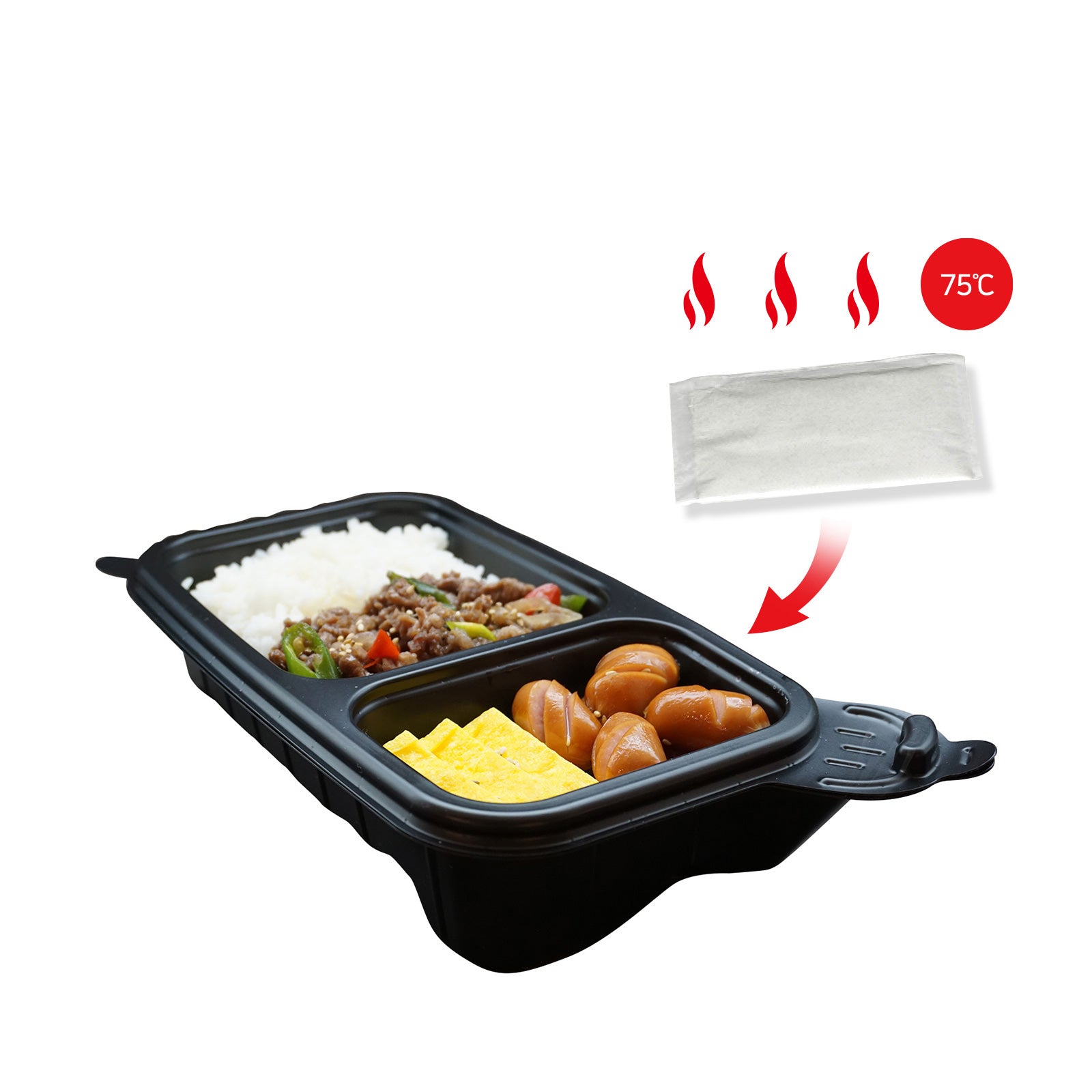 60 Pack Portable Heated Lunch Containers 26cm + Heating Bag