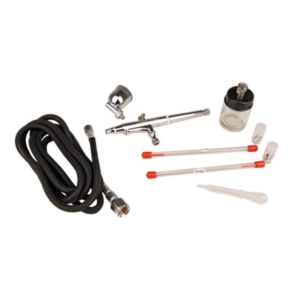 Dual Action Air Brush Kit, Multiple Nozzles, Hose - Dynamic Power