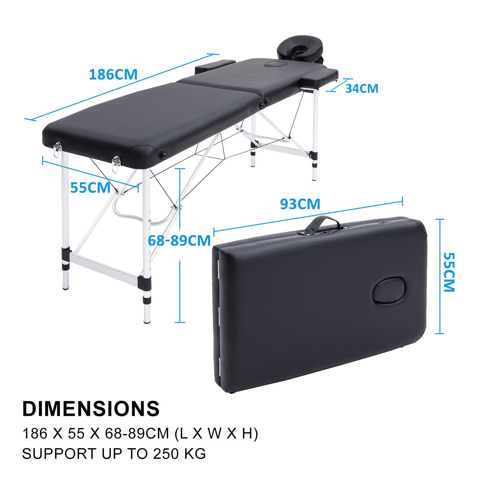 Lightweight Aluminium Portable Beauty Massage Table 55cm