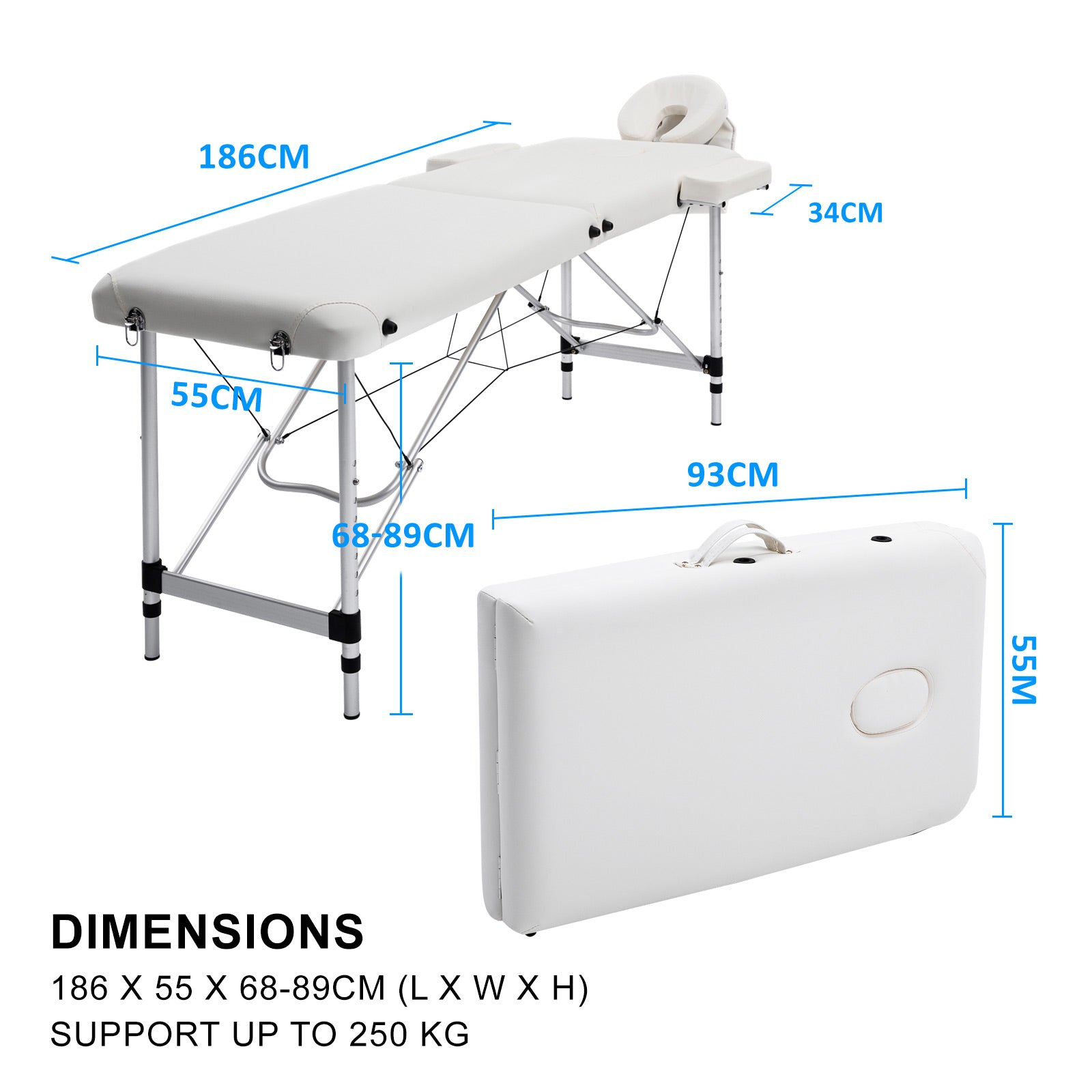 Lightweight Aluminium Portable Massage Table Bed 2 Fold