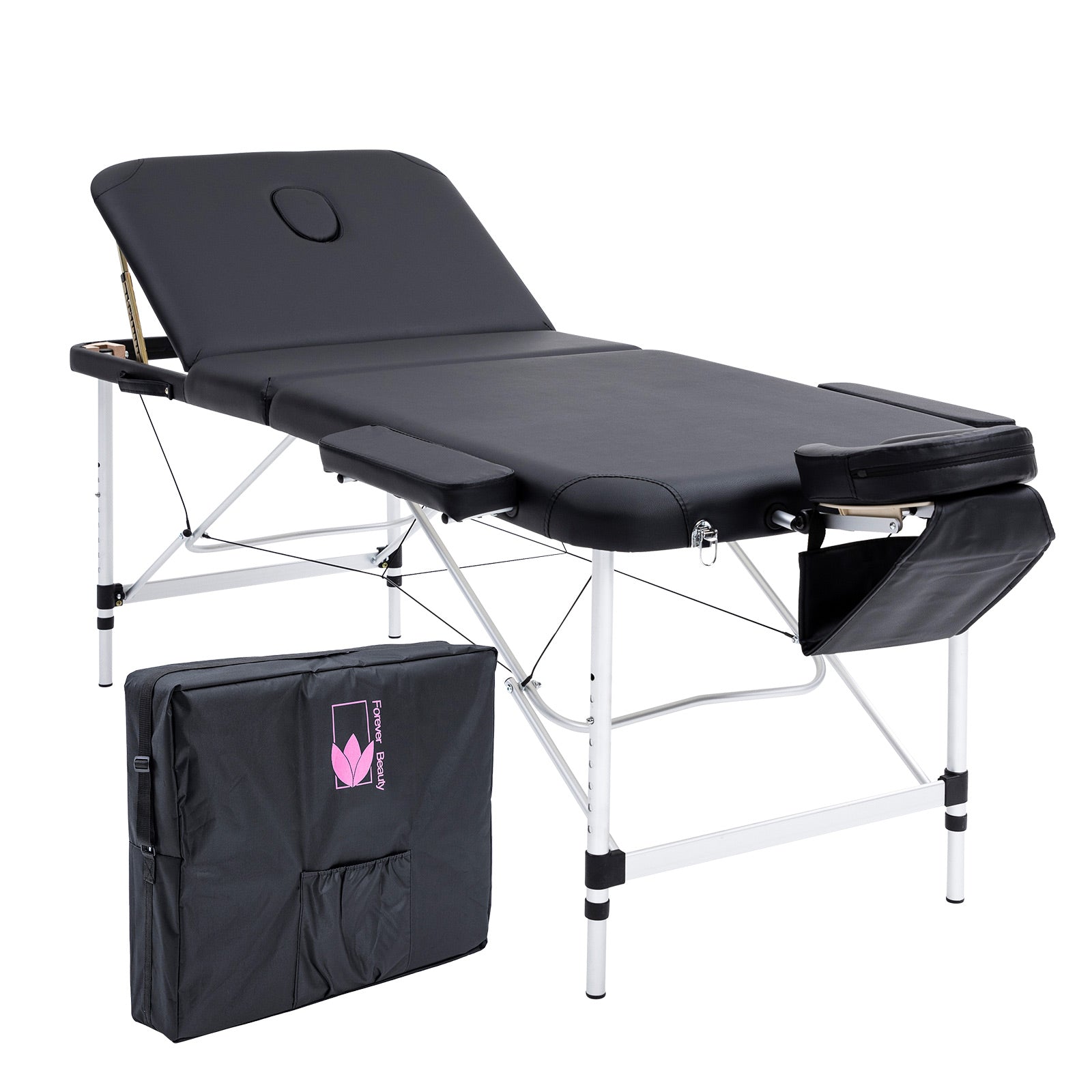 Lightweight Aluminium 3-Fold Massage Table with Accessories Forever Beauty