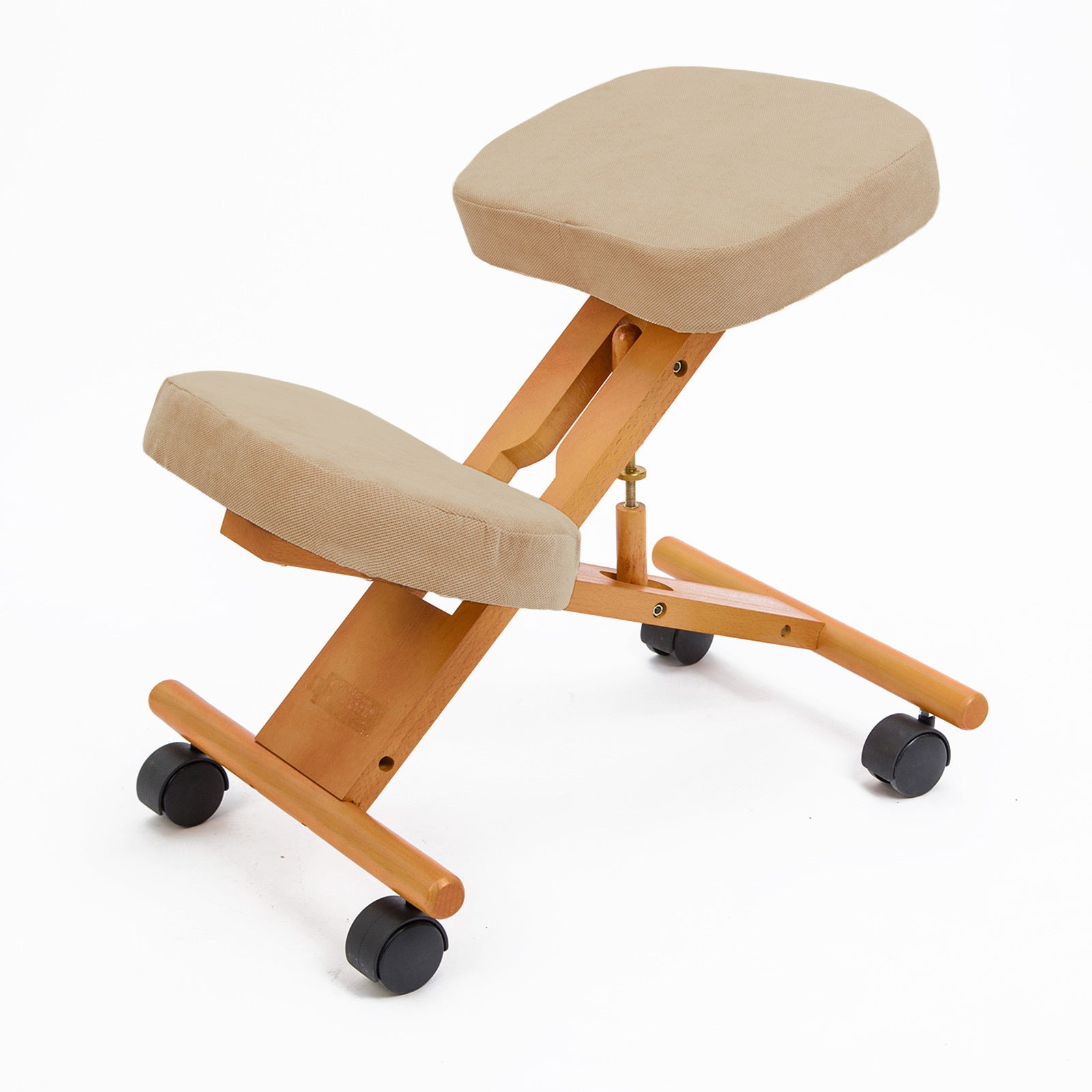 Ergonomic Adjustable Kneeling Chair, Foam Pads, Beech Wood - Forever Beauty